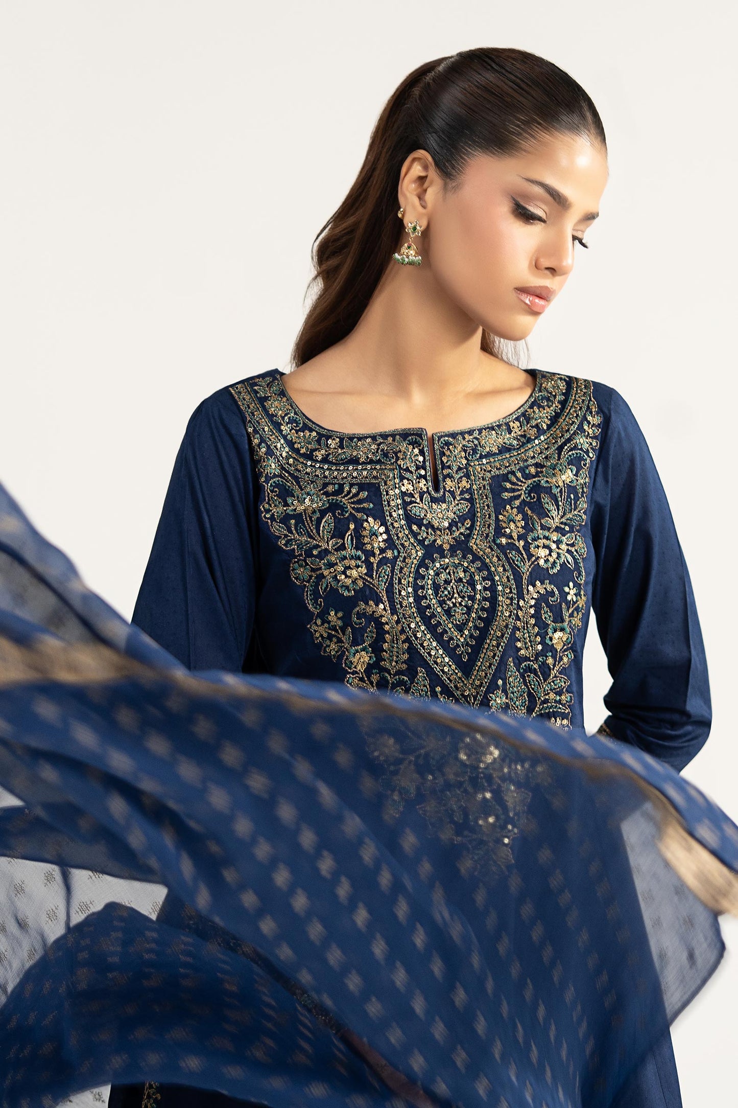 3 Piece Embroidered Dobby Lawn Suit