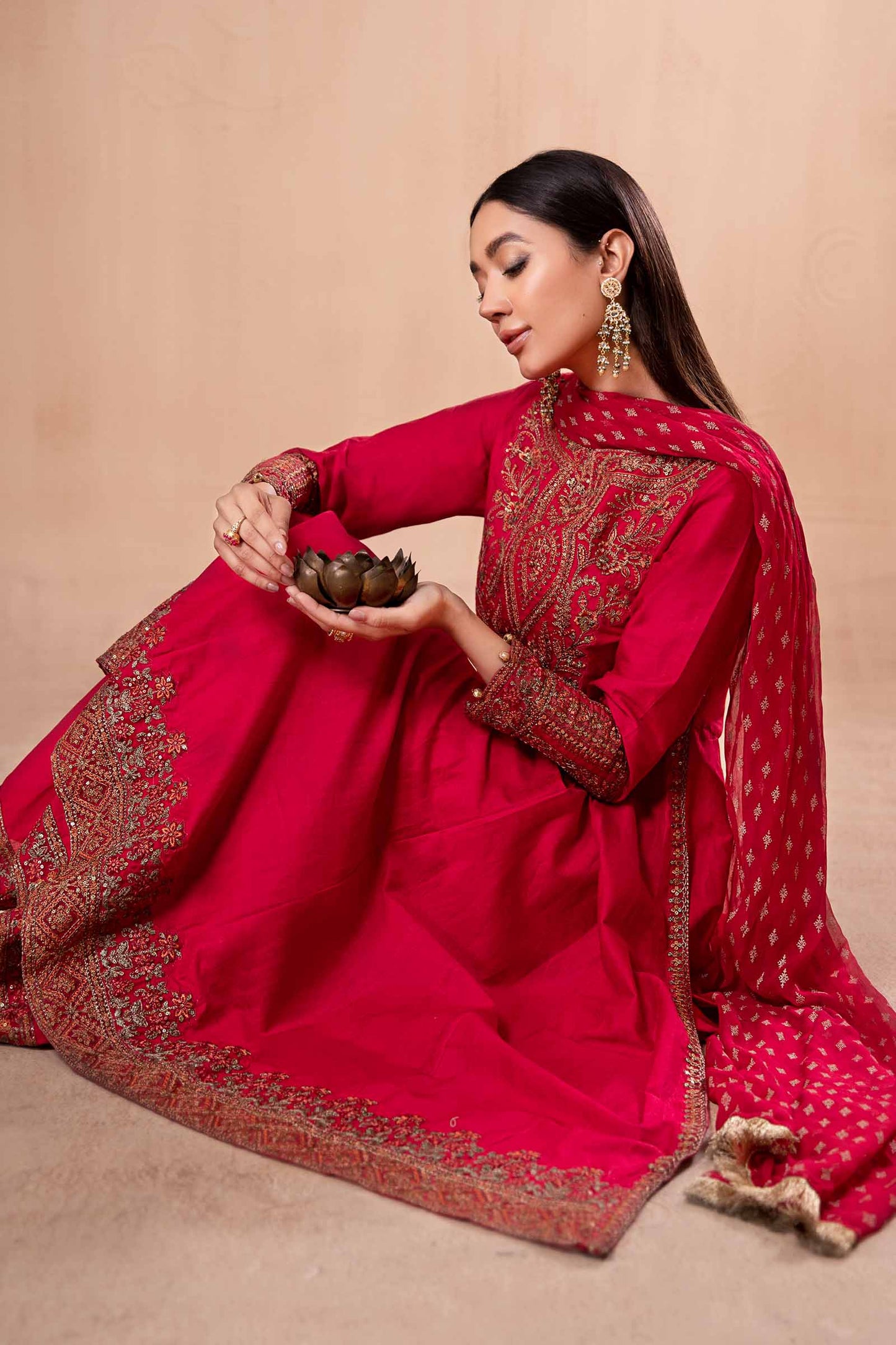 3 Piece Dyed Net Suit