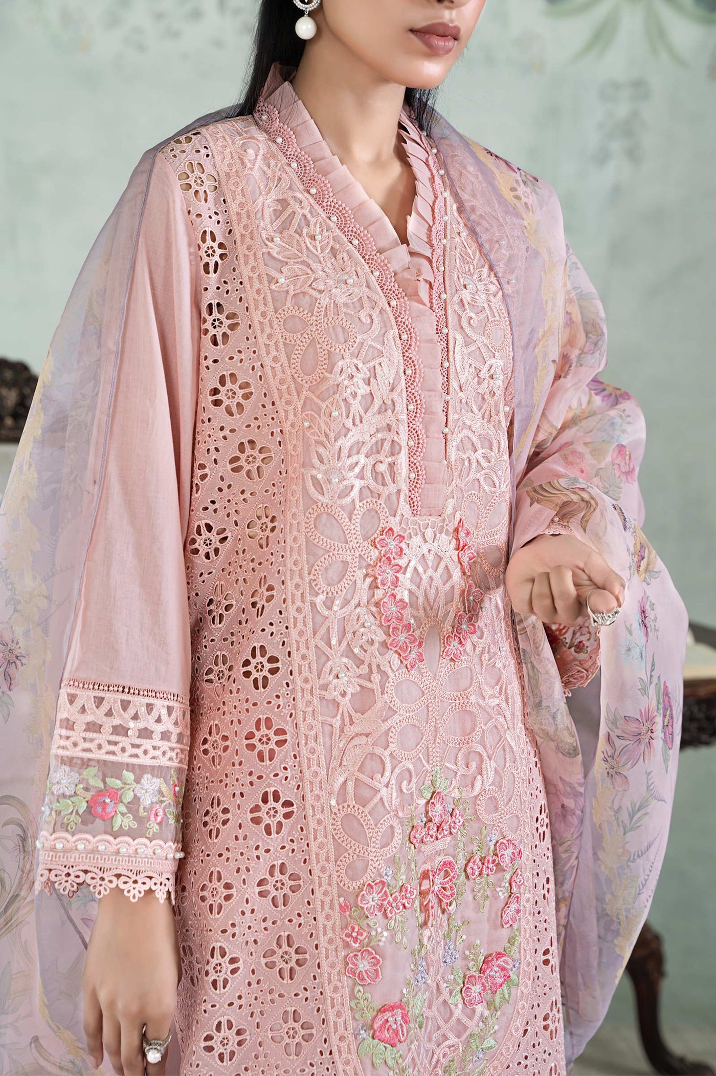3 Piece Embroidered Lawn Suit | DW-EA24-14