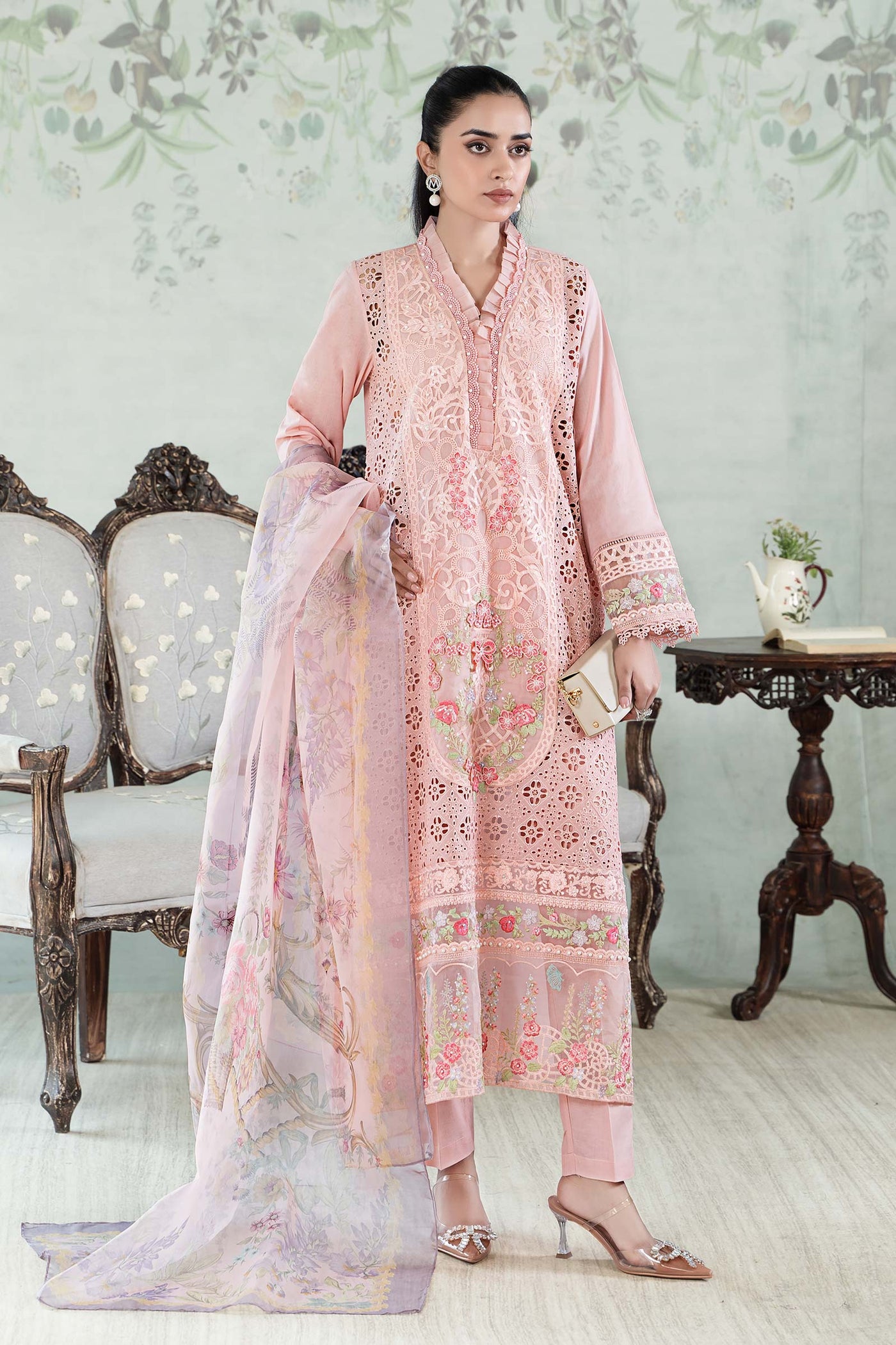 3 Piece Embroidered Lawn Suit | DW-EA24-14