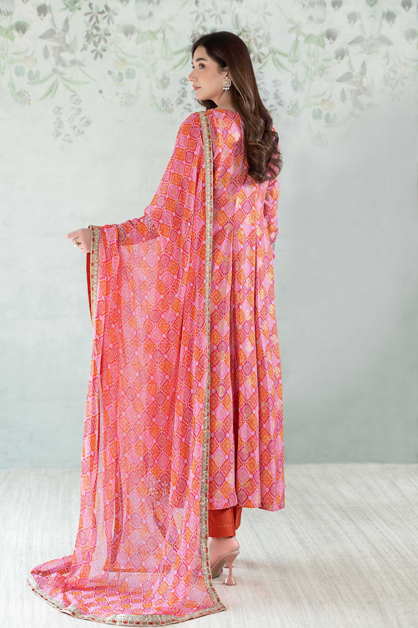 3 Piece Printed Jacquard Broshia Suit