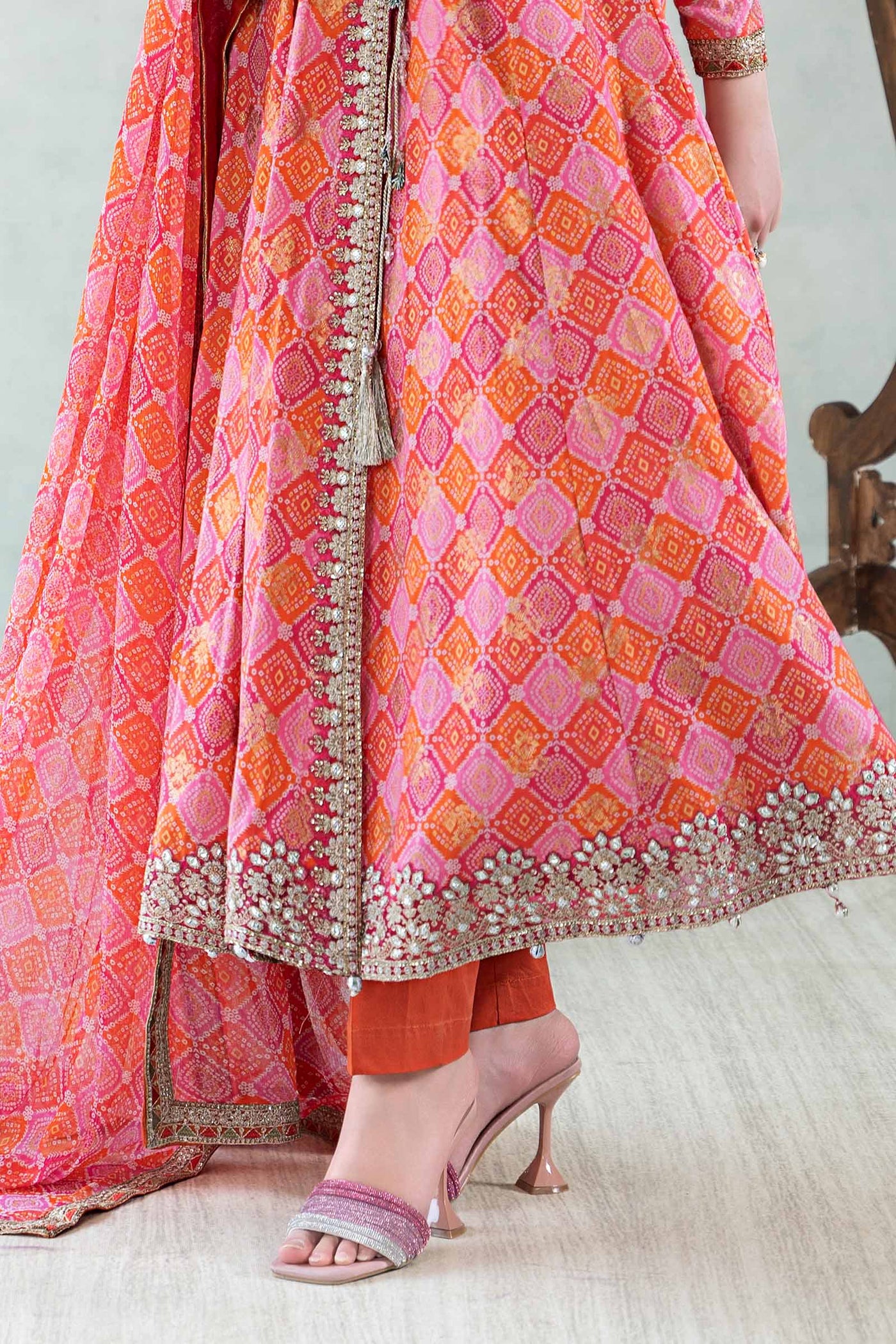 3 Piece Printed Jacquard Broshia Suit