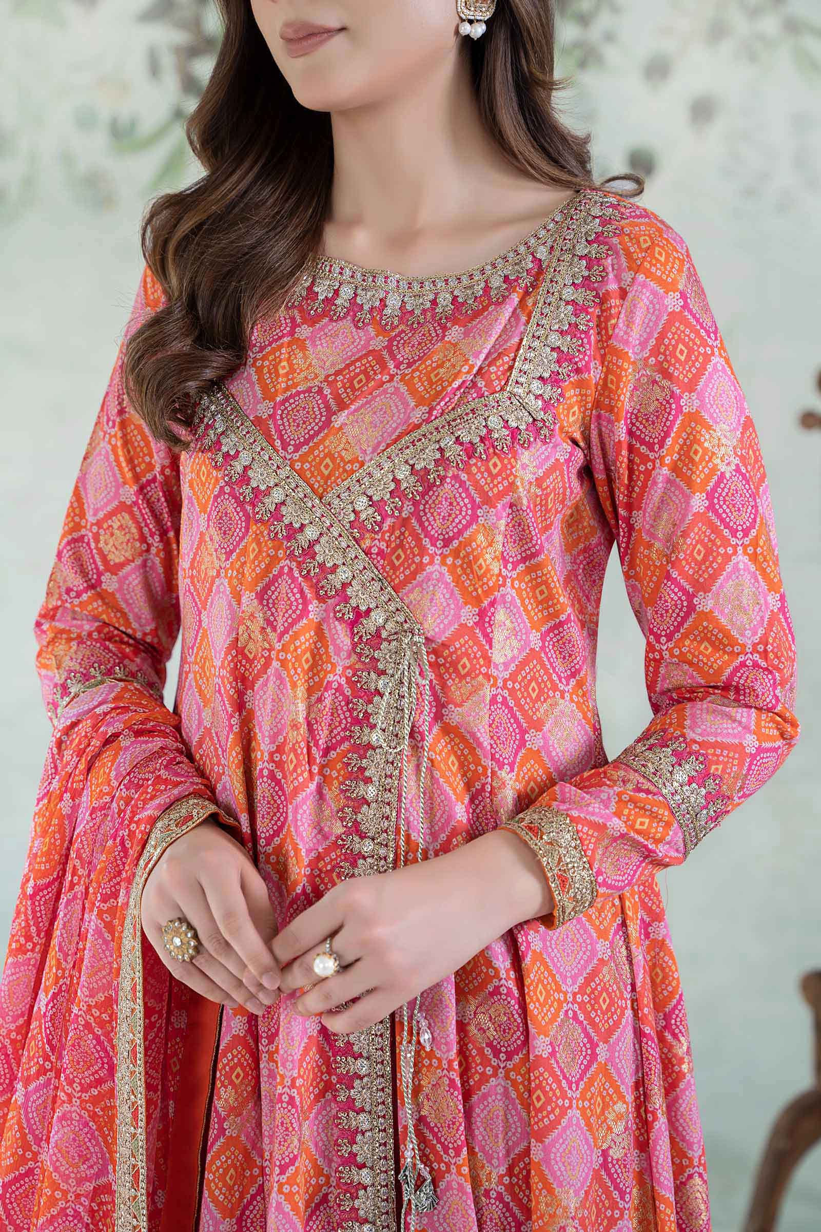 3 Piece Printed Jacquard Broshia Suit