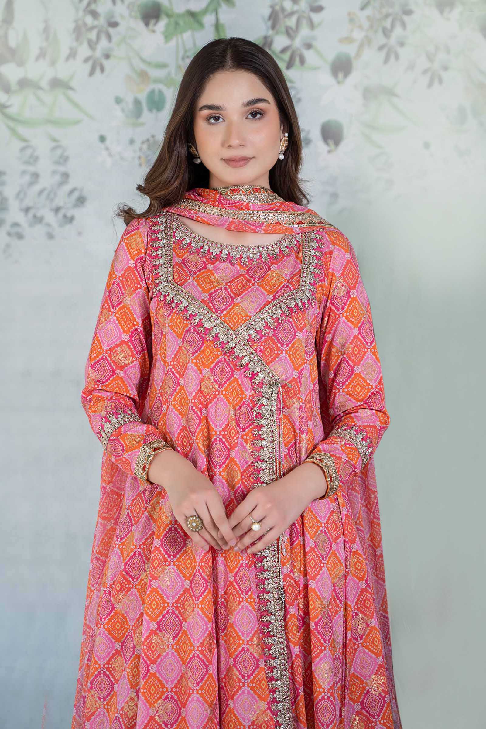 3 Piece Printed Jacquard Broshia Suit