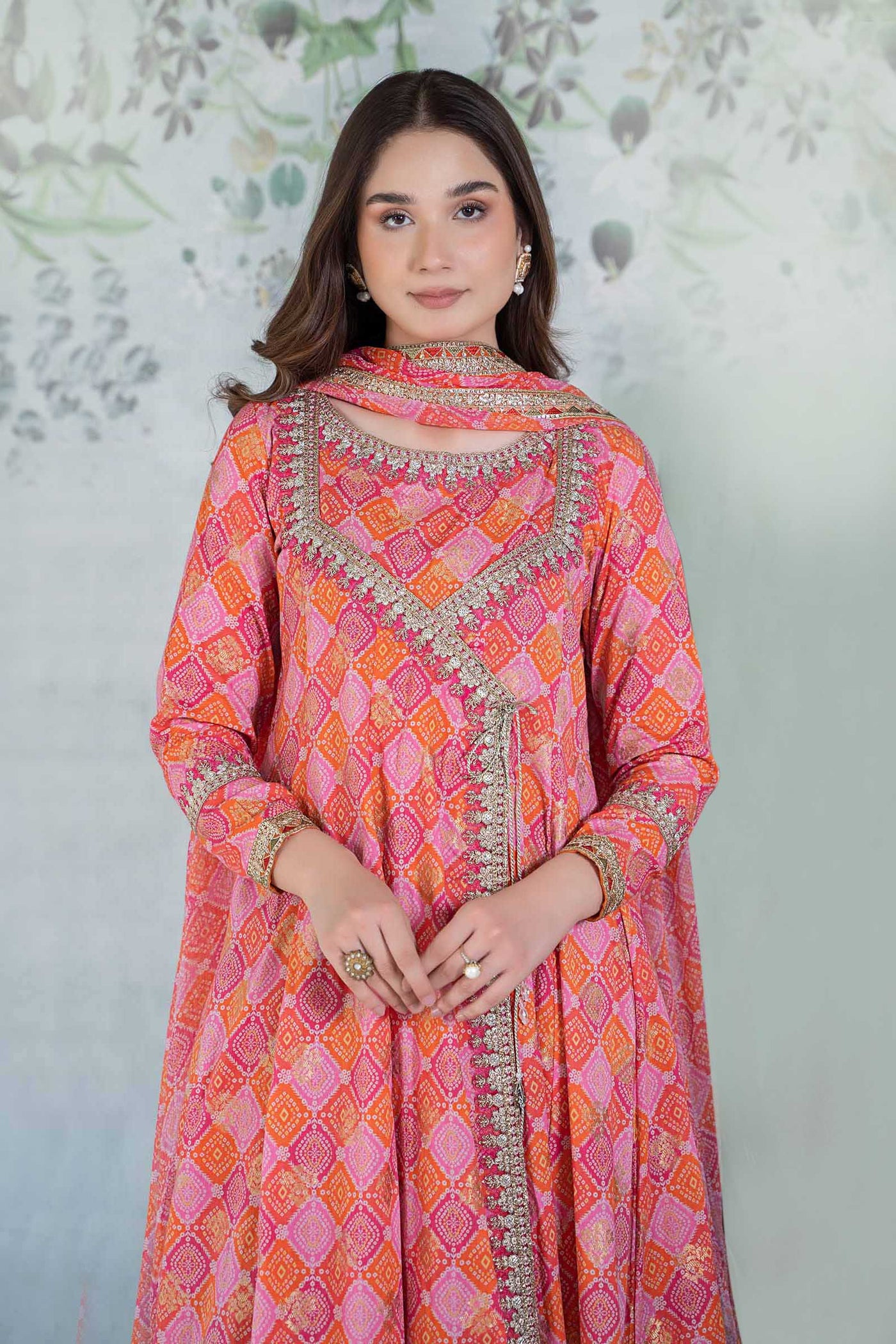 3 Piece Printed Jacquard Broshia Suit