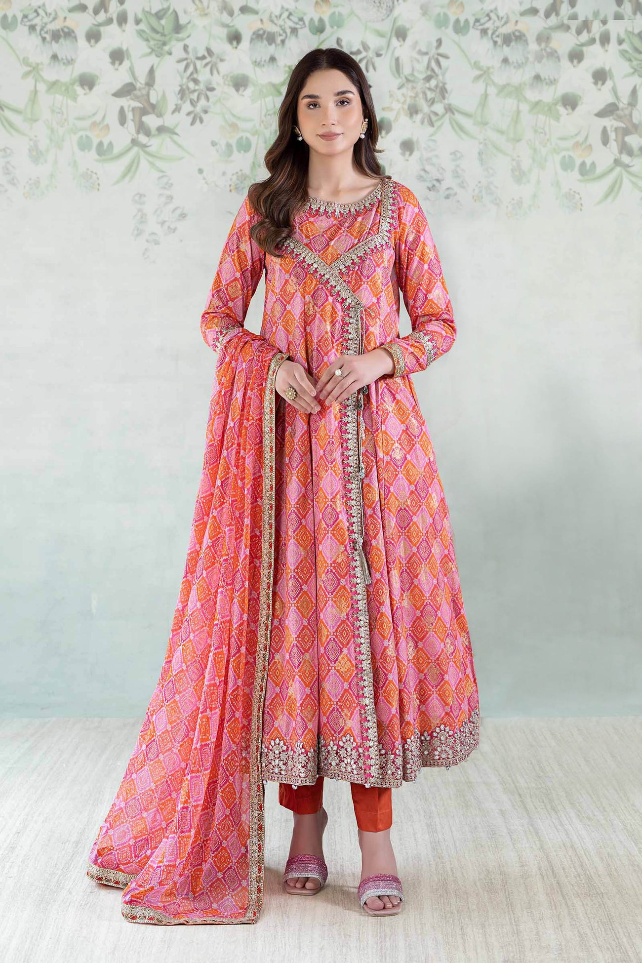 3 Piece Printed Jacquard Broshia Suit