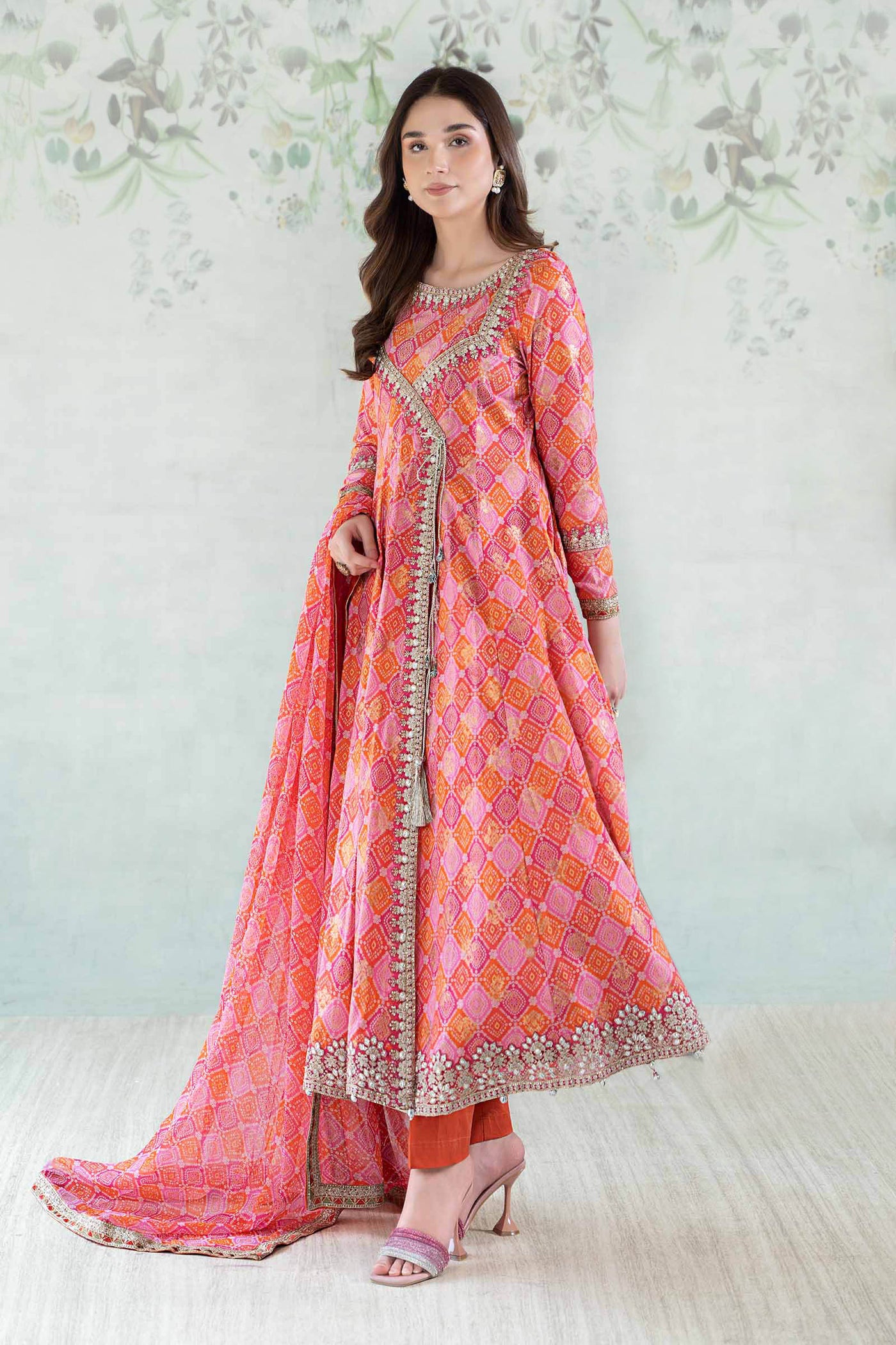 3 Piece Printed Jacquard Broshia Suit
