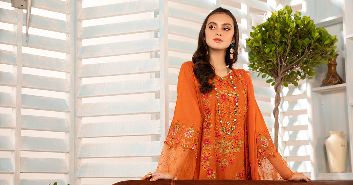 3 Piece Embroidered Jacquard Lawn Suit