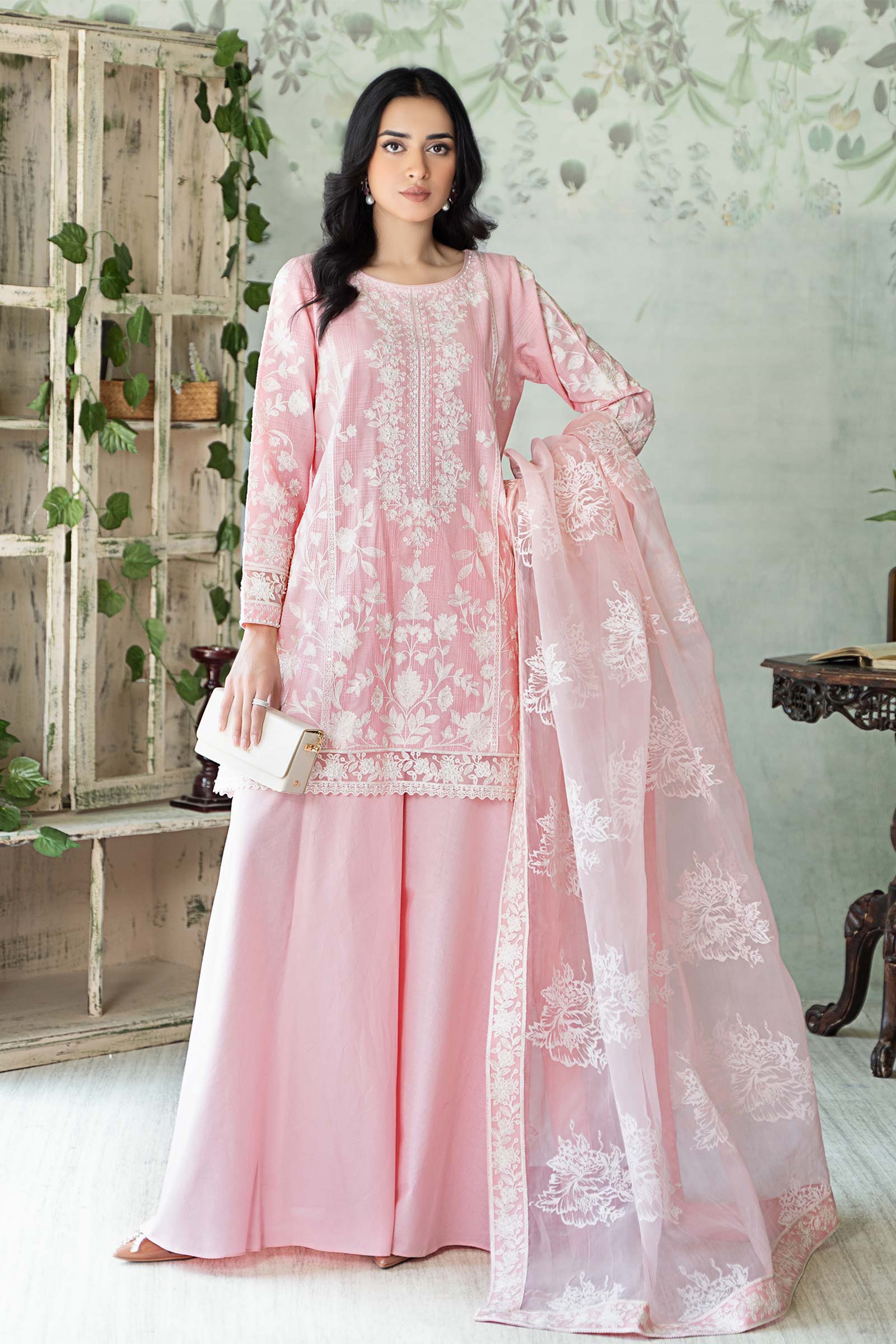 3 Piece Embroidered Cotton Doria Suit