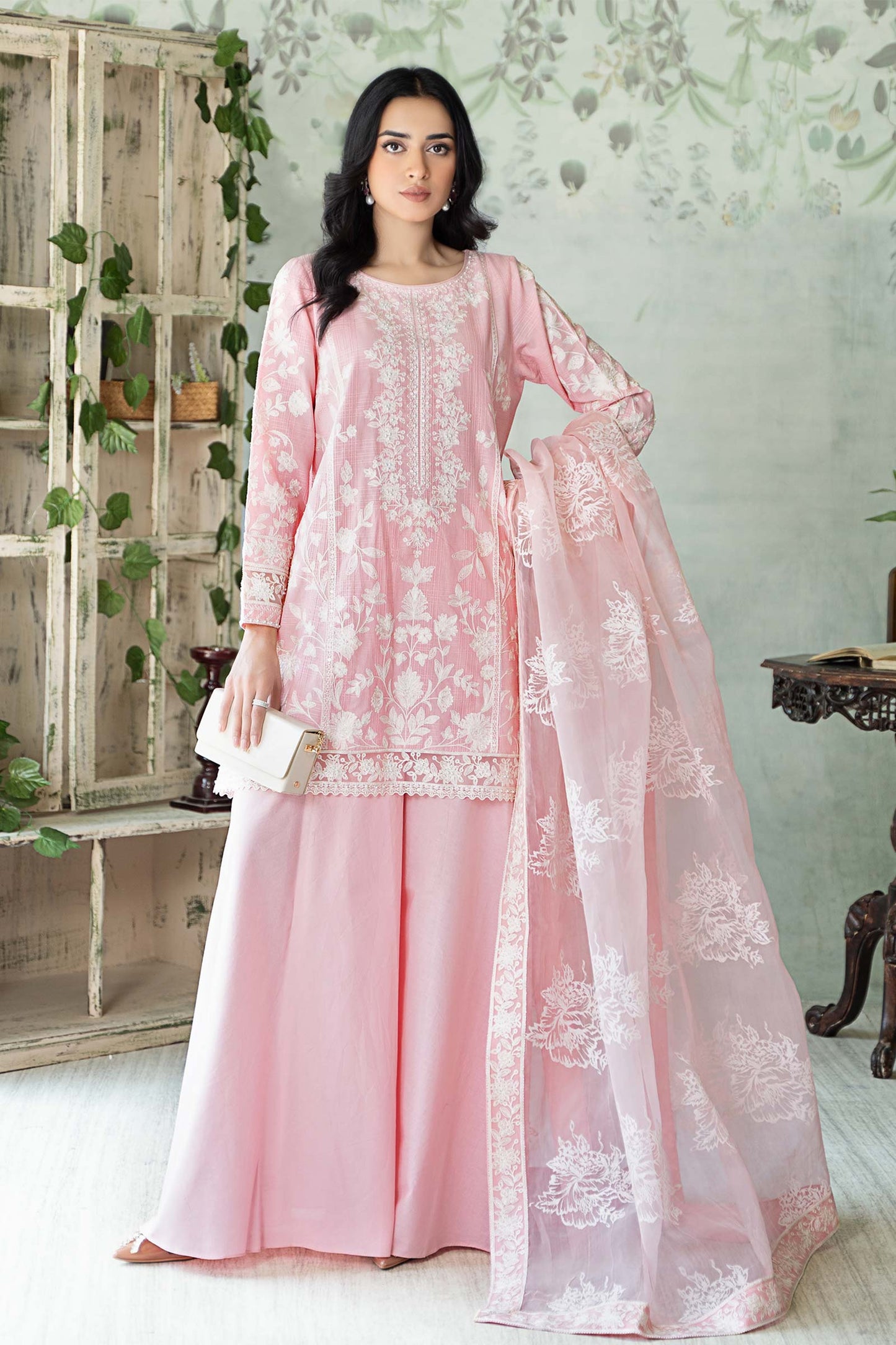 3 Piece Embroidered Cotton Doria Suit