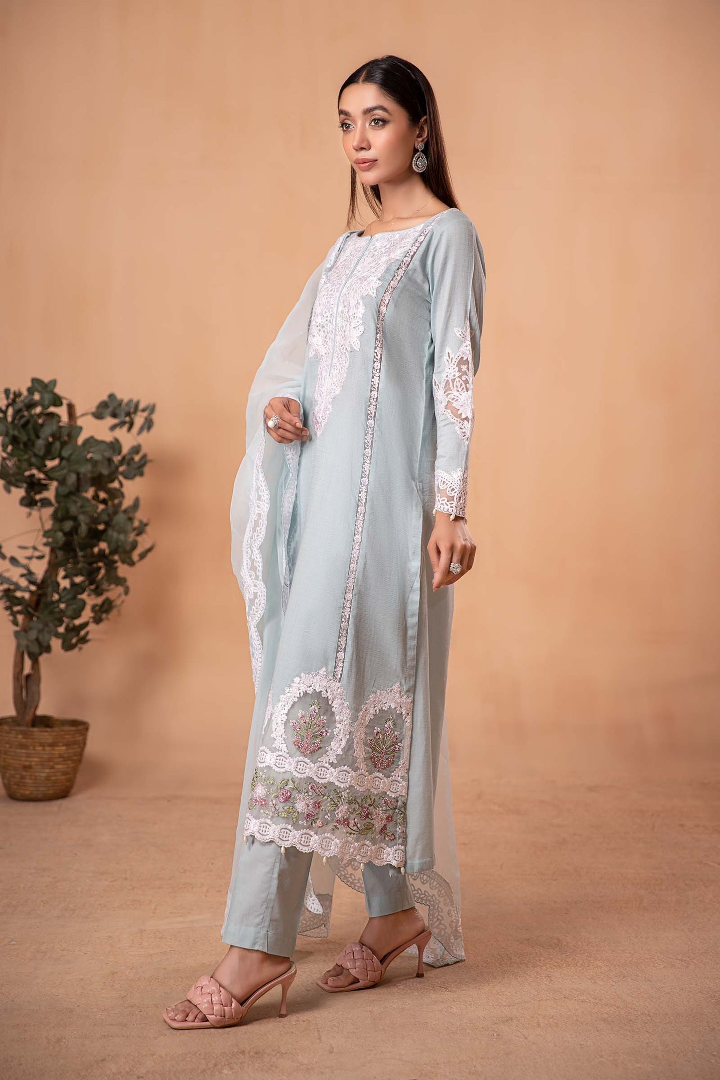 3 Piece Dyed Lawn Suit