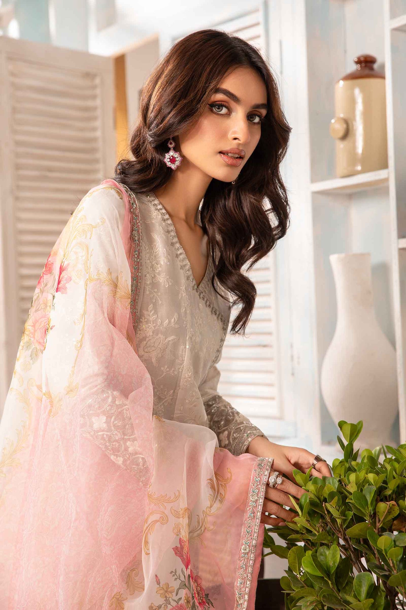 3 Piece Embroidered Jacquard Lawn Suit