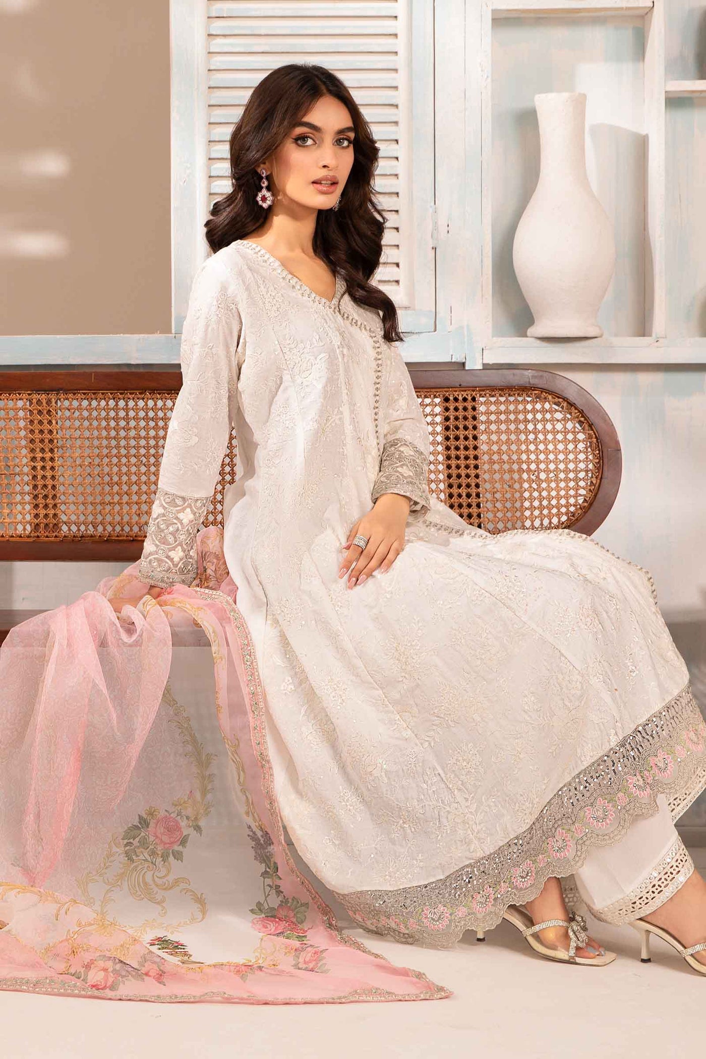 3 Piece Embroidered Jacquard Lawn Suit