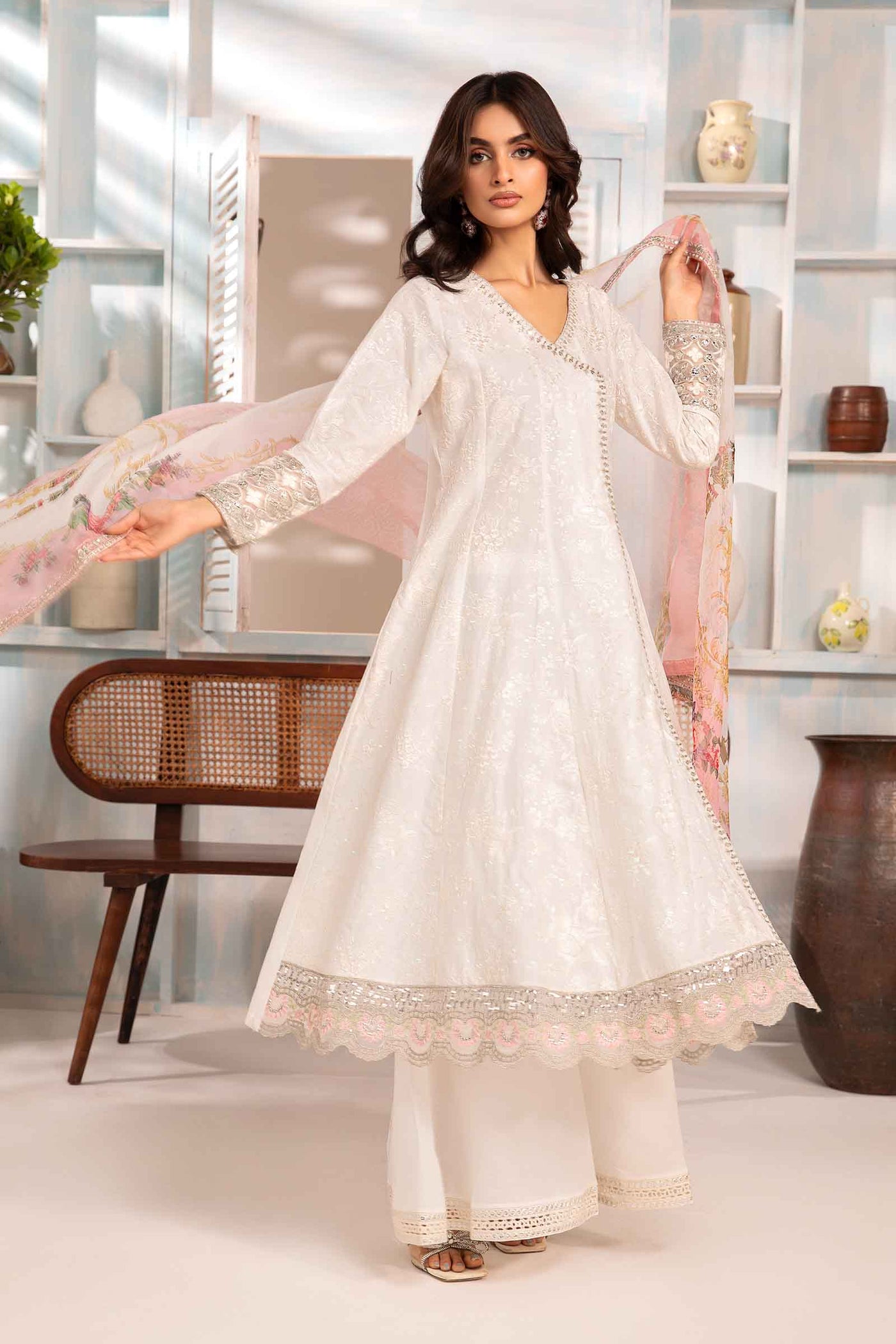 3 Piece Embroidered Jacquard Lawn Suit