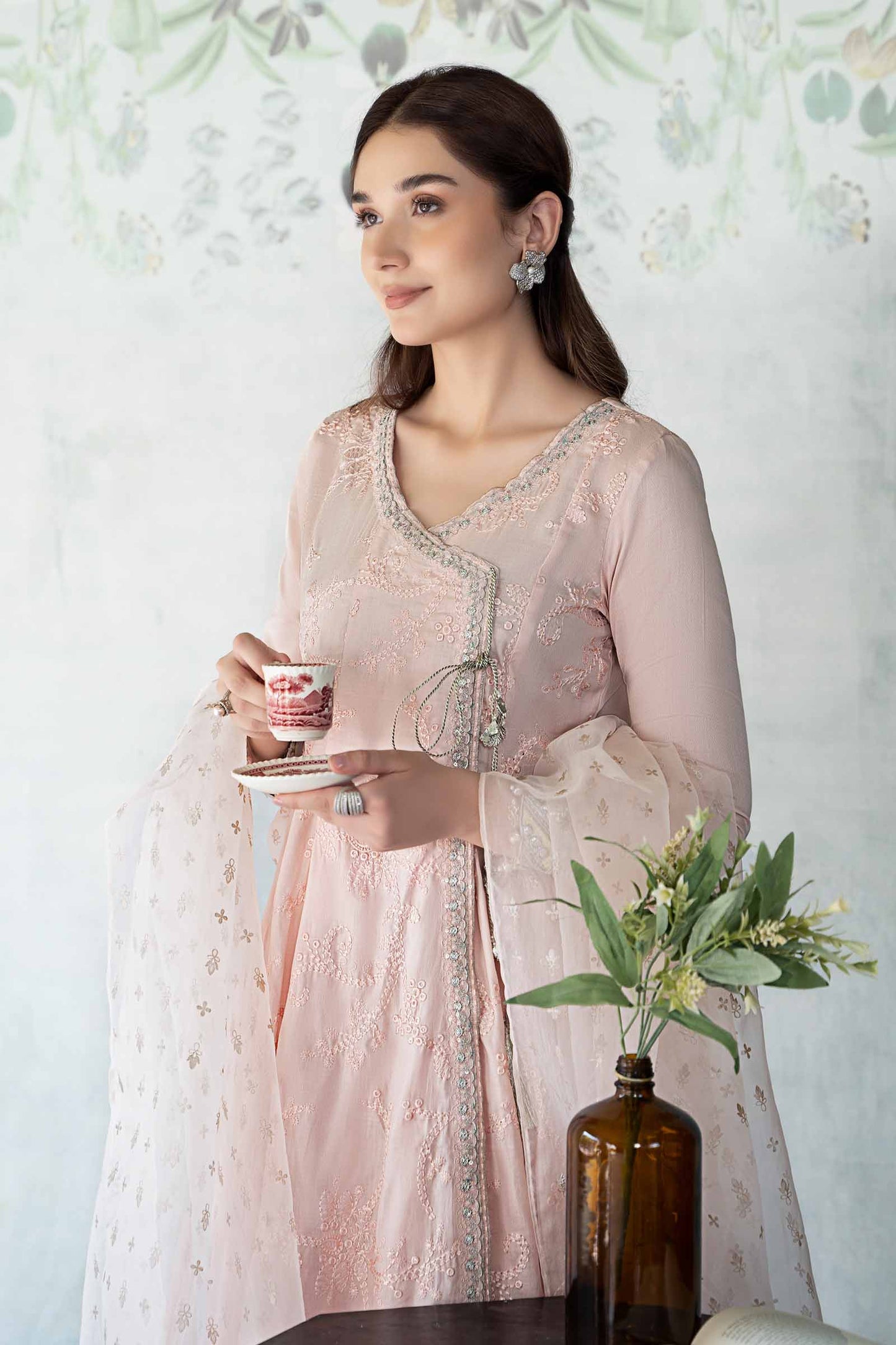 3 Piece Embroidered Net Suit