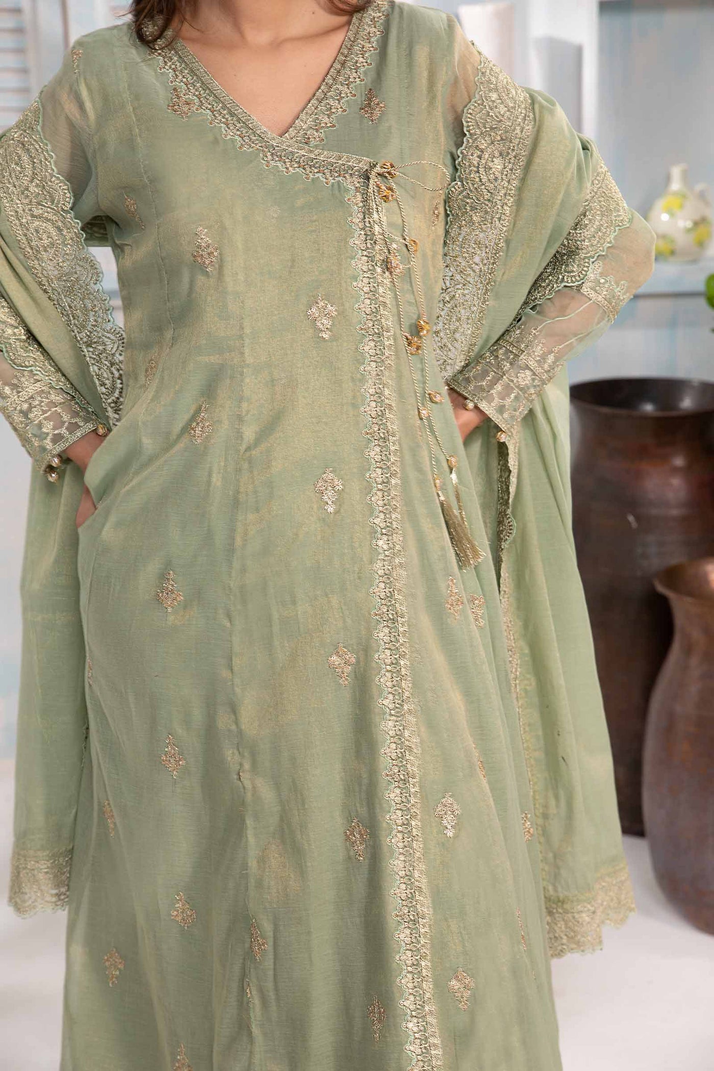 3 Piece Embroidered Cotton Masoori Suit