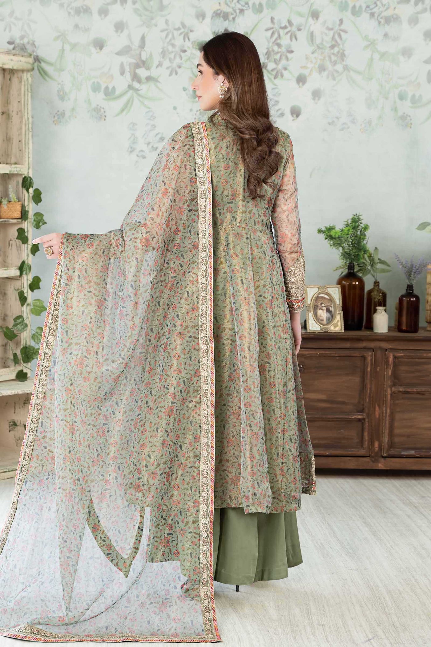 3 Piece Printed Cotton Net Suit