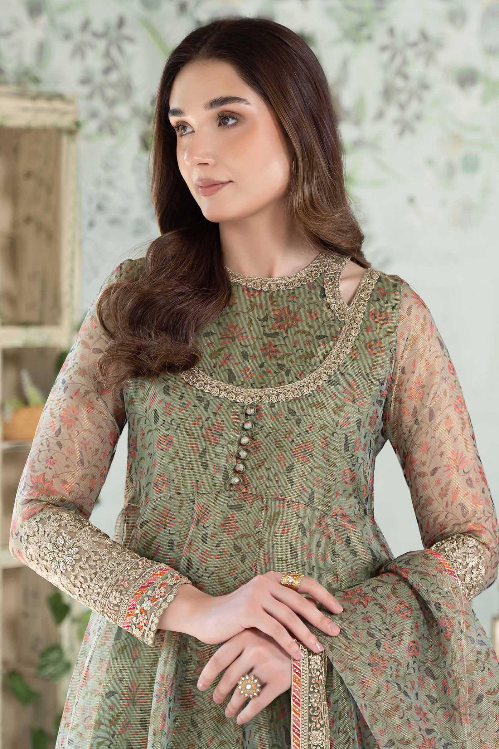 3 Piece Printed Cotton Net Suit