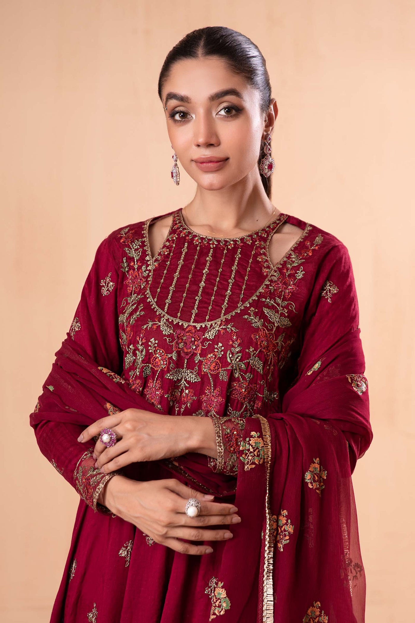 3 Piece Embroidered Jacquard Lawn Suit