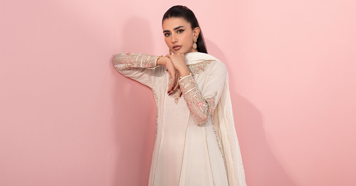 3 Piece Embroidered Dobby Suit