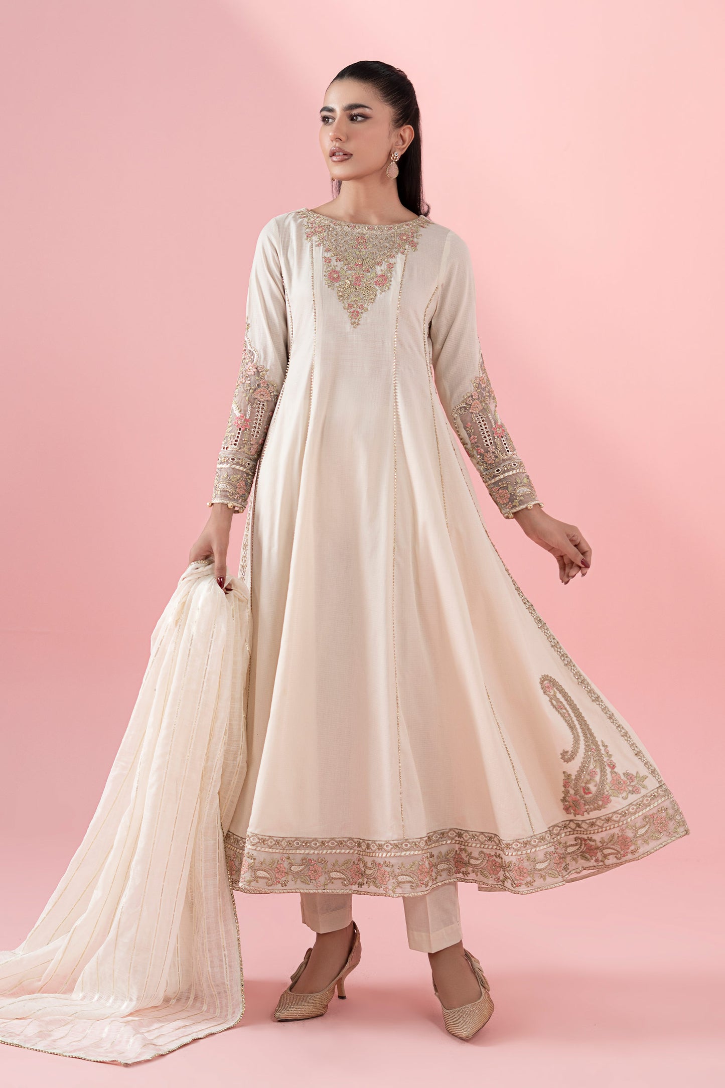 3 Piece Embroidered Dobby Suit