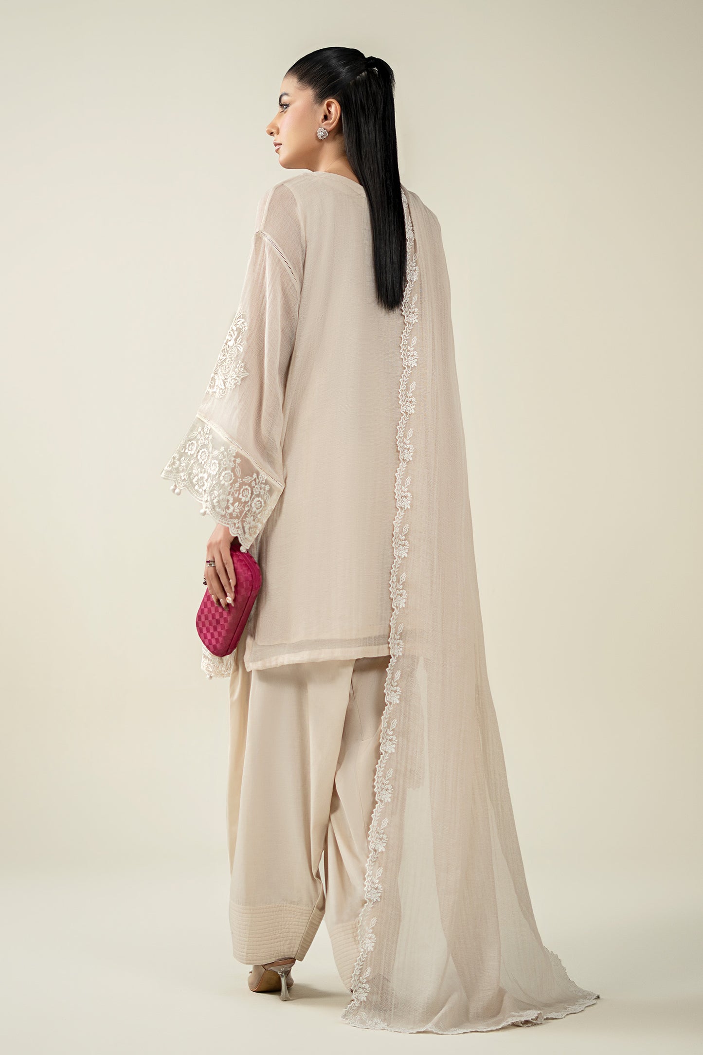 3 Piece Embroidered Cotton Net Suit