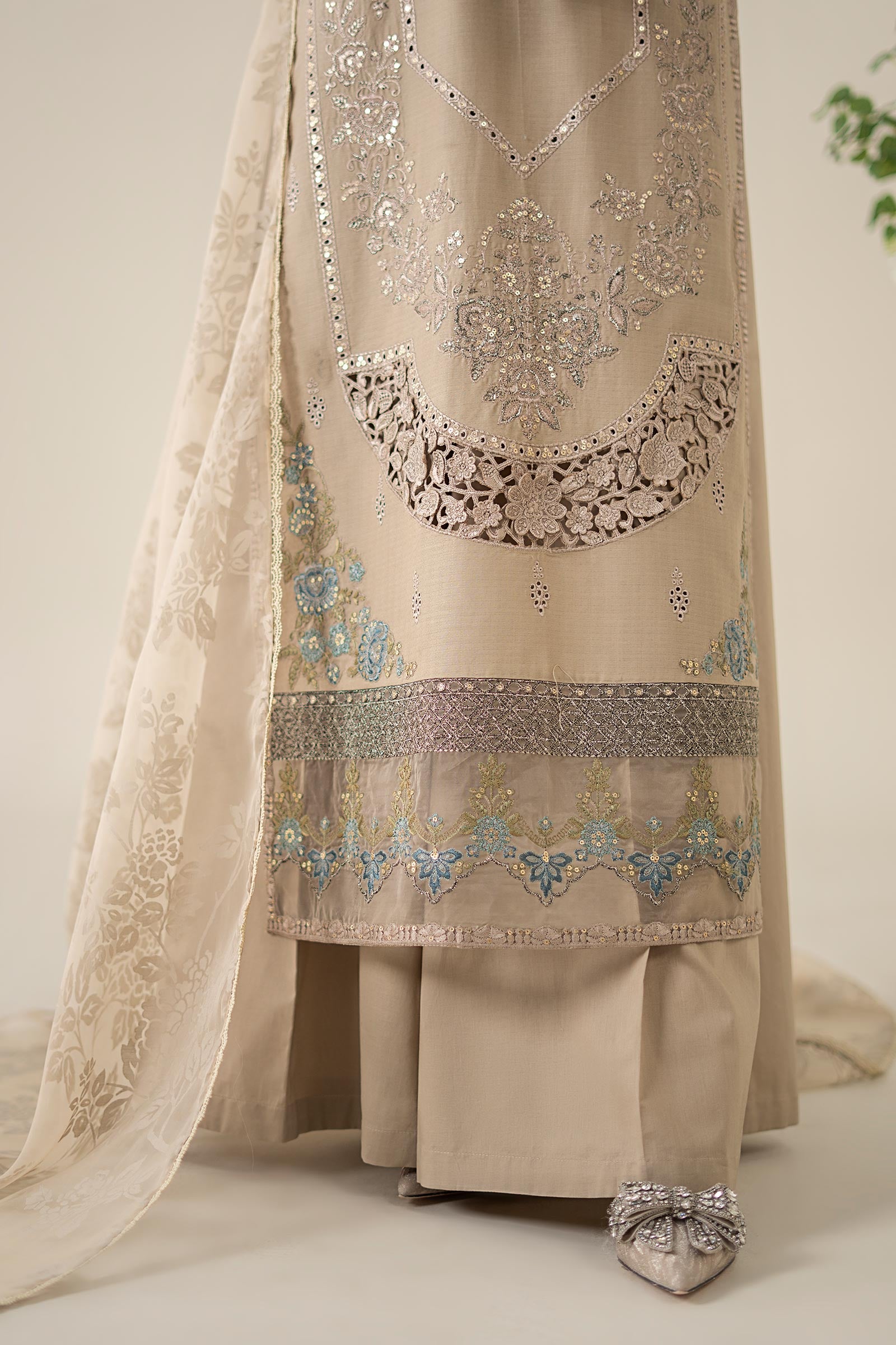 3 Piece Embroidered Dobby Suit