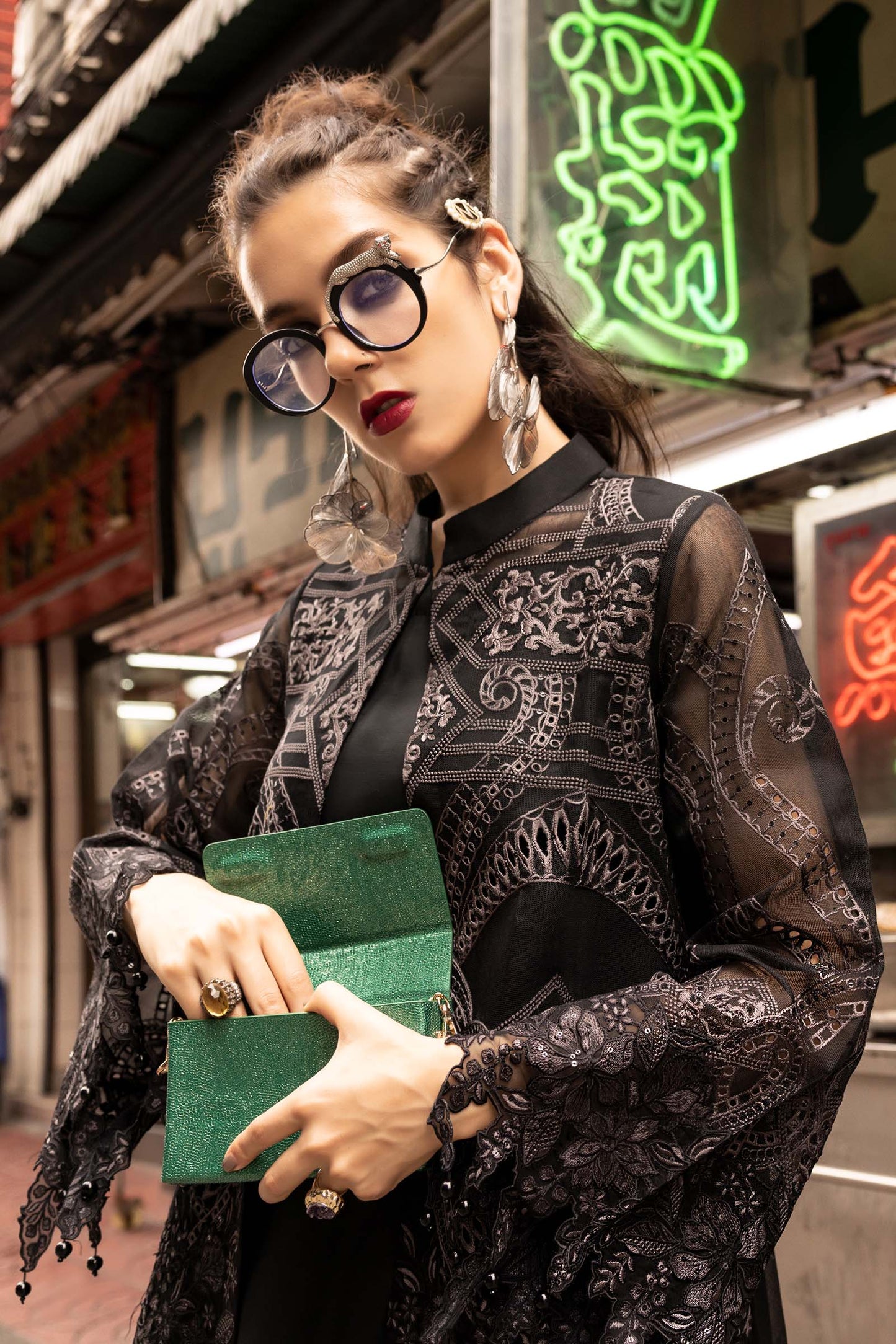 2 Piece Embroidered Cotton Net Suit