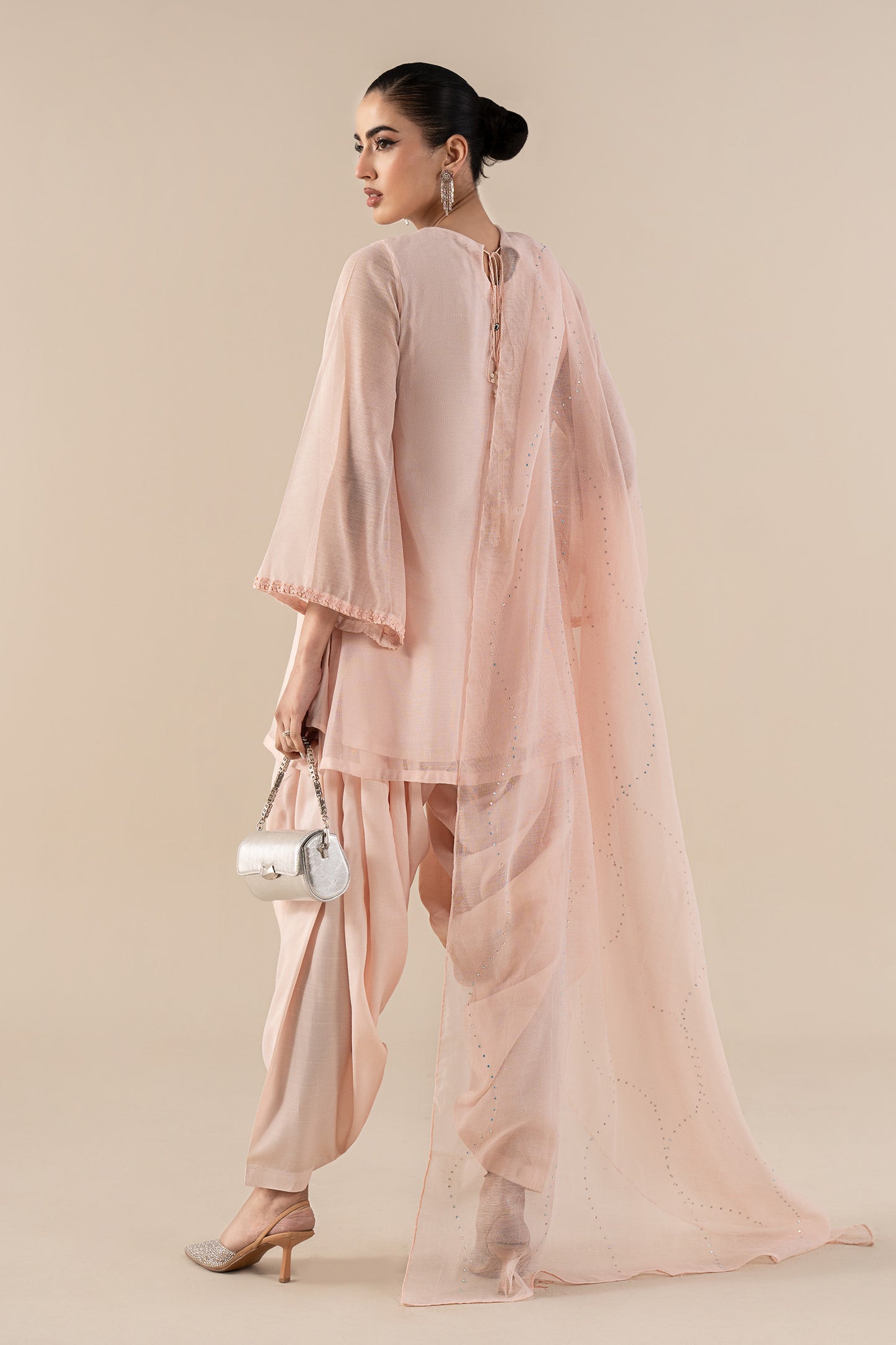 3 Piece Embellished Cotton Net Suit