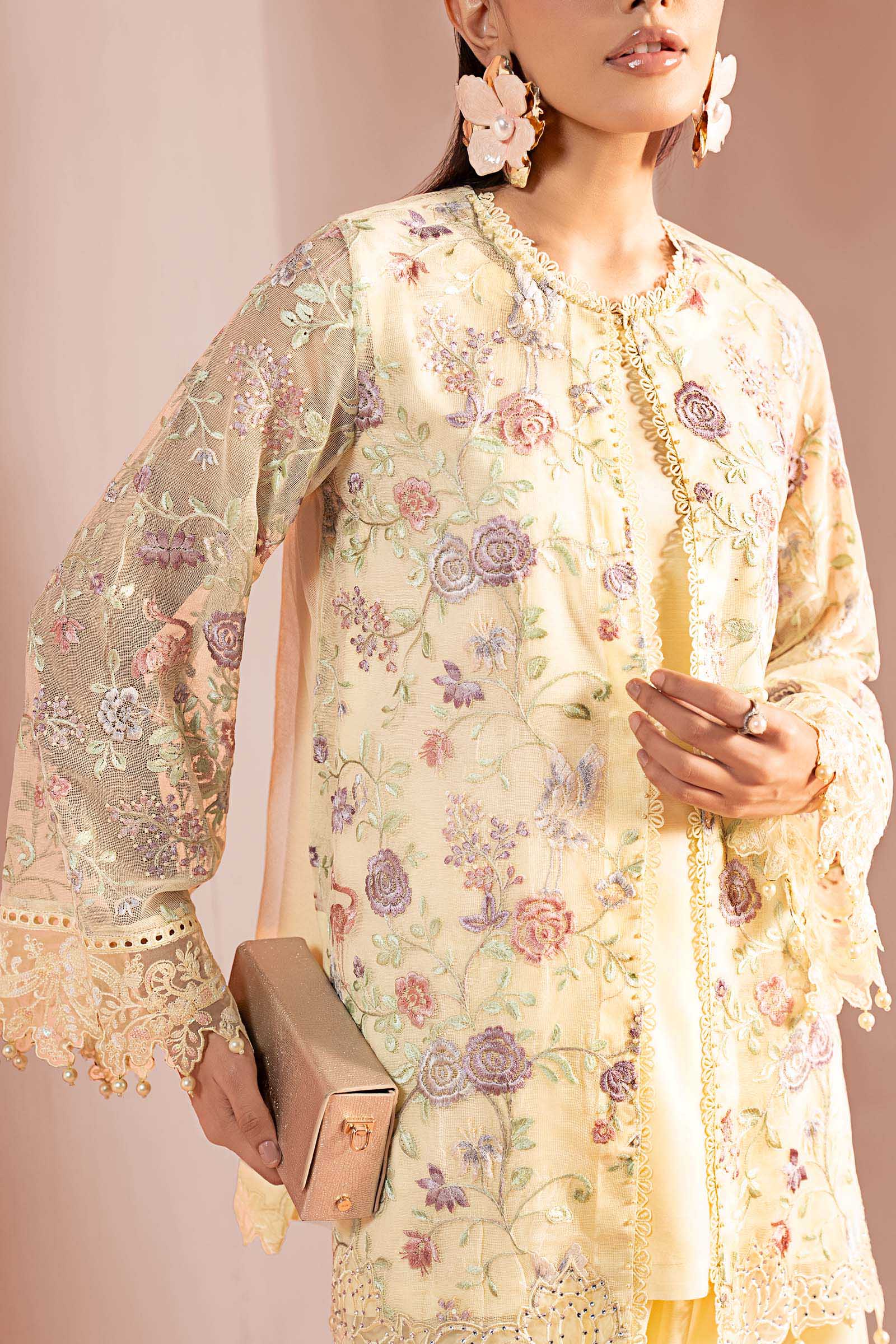 3 Piece Embroidered Cotton Net Suit
