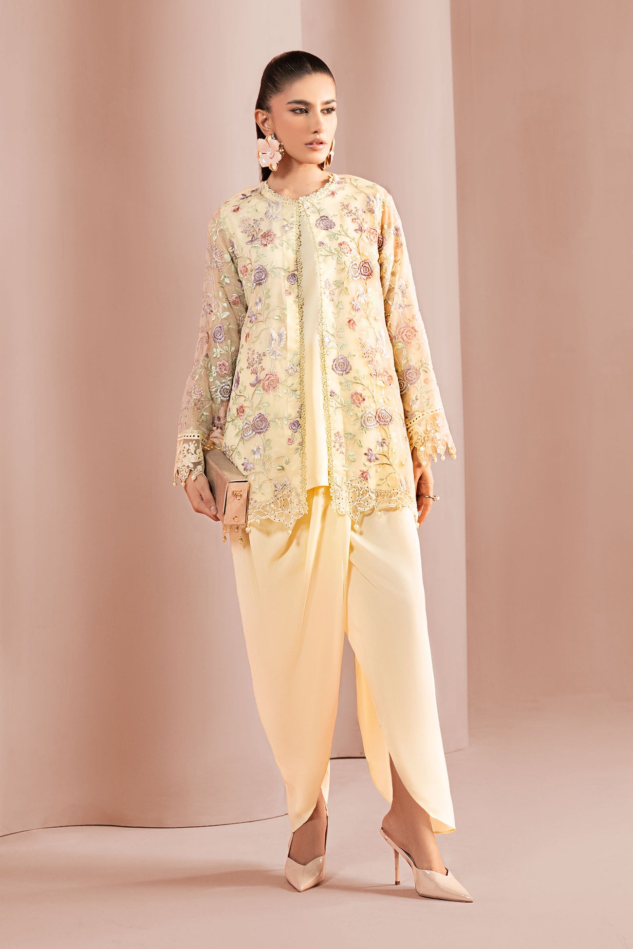 3 Piece Embroidered Cotton Net Suit