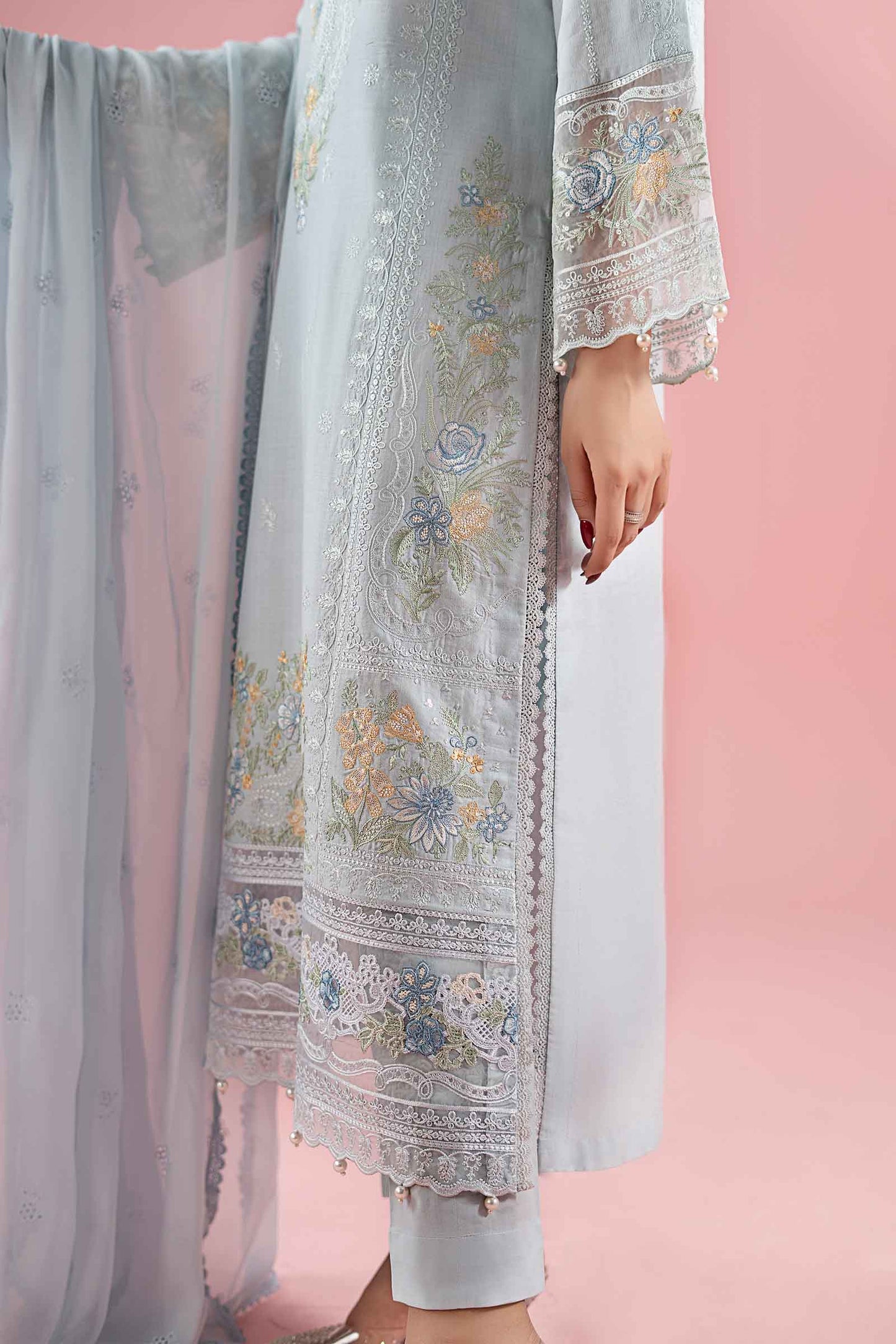 3 Piece Embroidered Dobby Suit