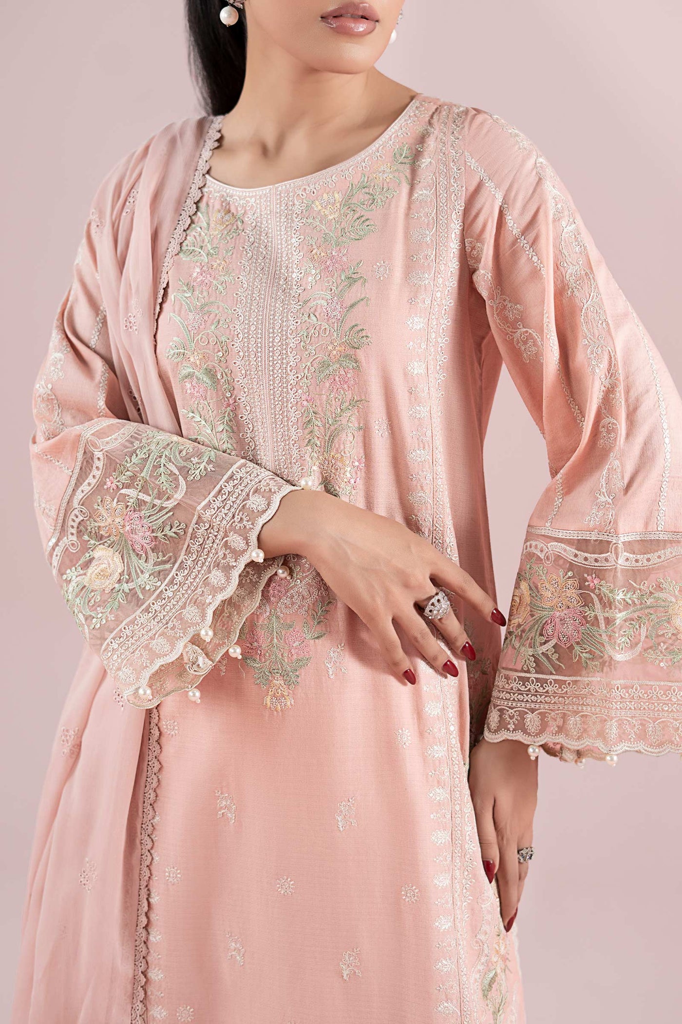3 Piece Embroidered Dobby Suit