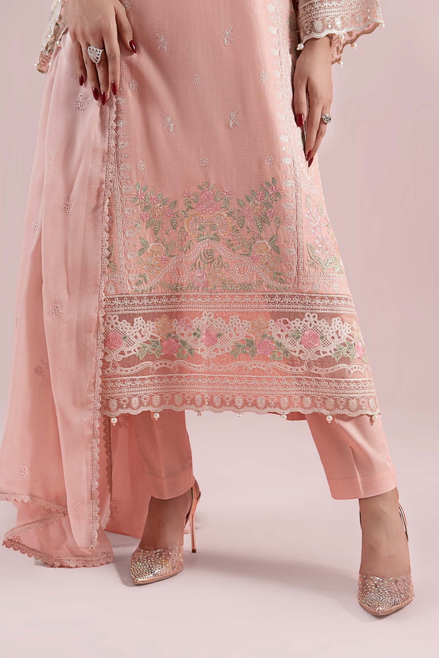 3 Piece Embroidered Dobby Suit