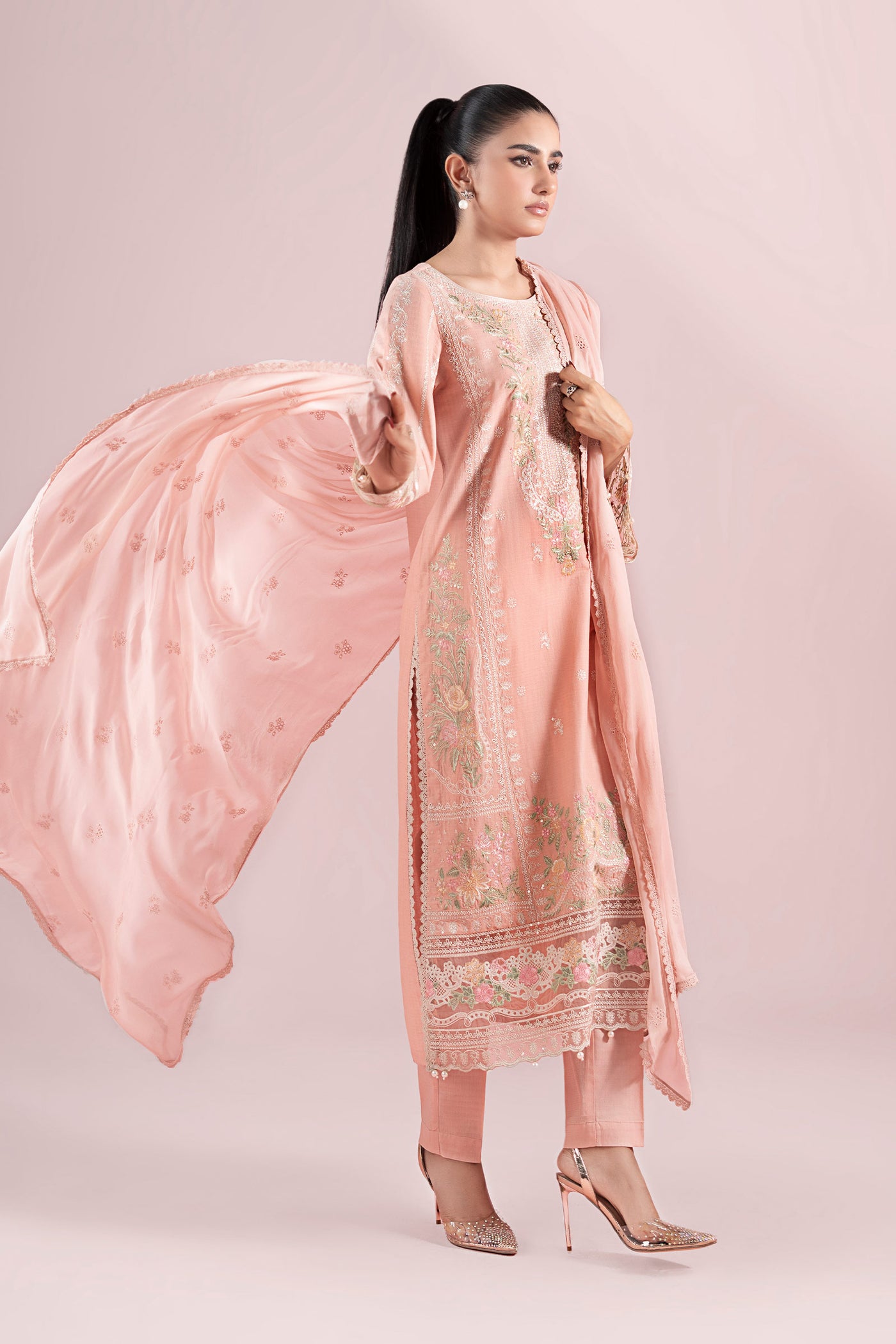 3 Piece Embroidered Dobby Suit