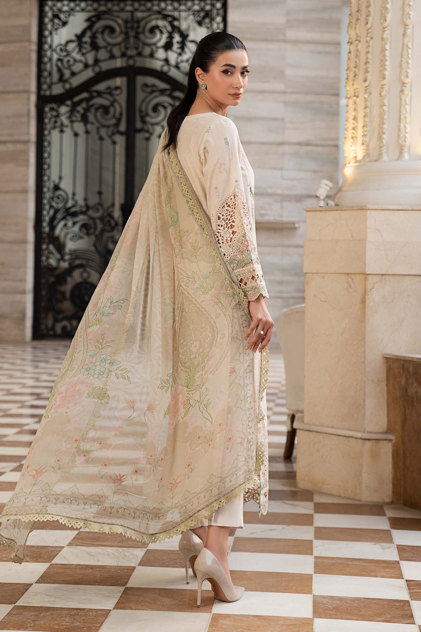 3 Piece Embroidered Self Jacquard Lawn Suit