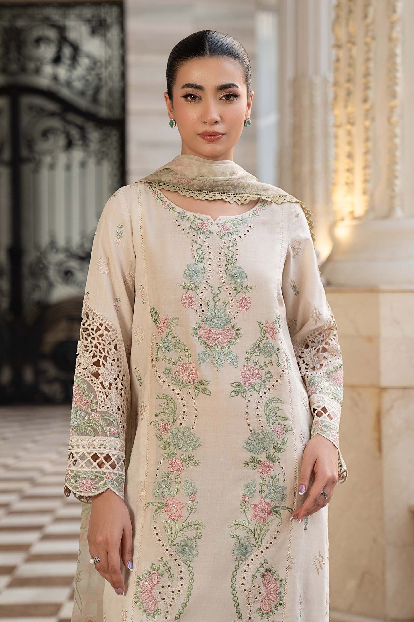 3 Piece Embroidered Self Jacquard Lawn Suit