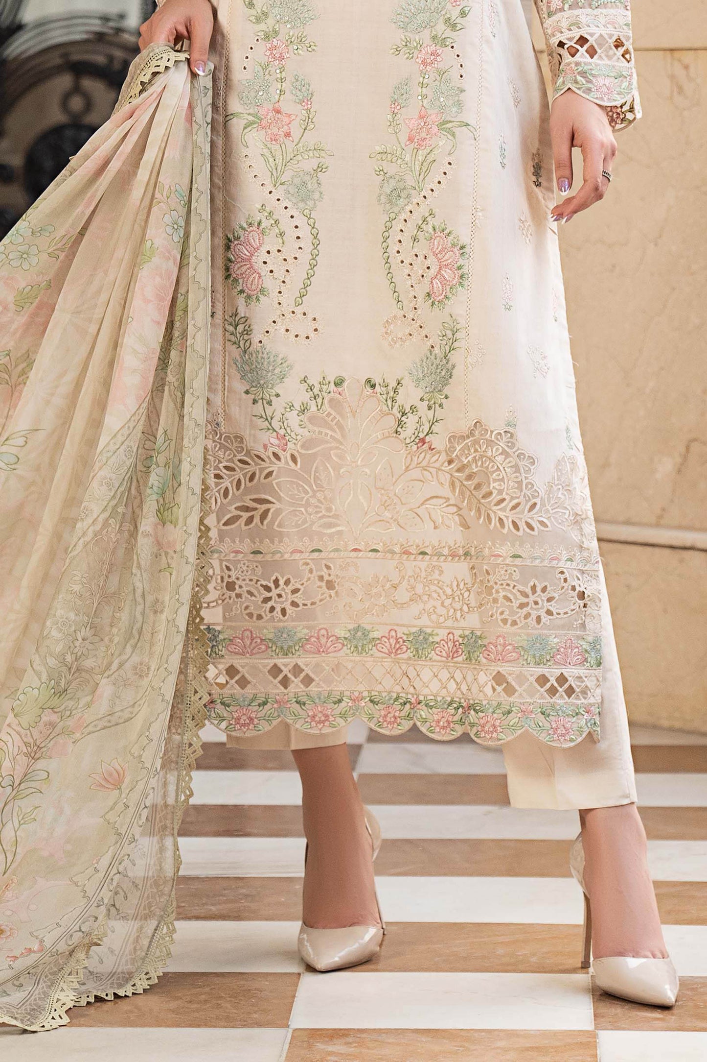 3 Piece Embroidered Self Jacquard Lawn Suit
