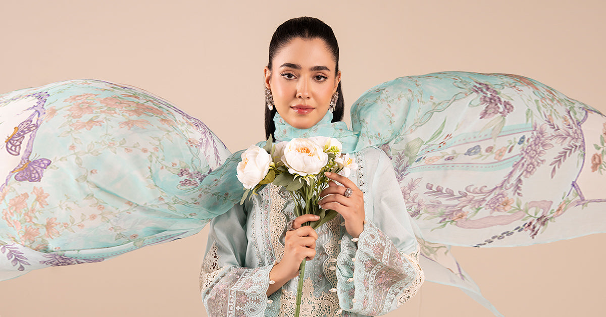 3 Piece Embroidered Dobby Suit