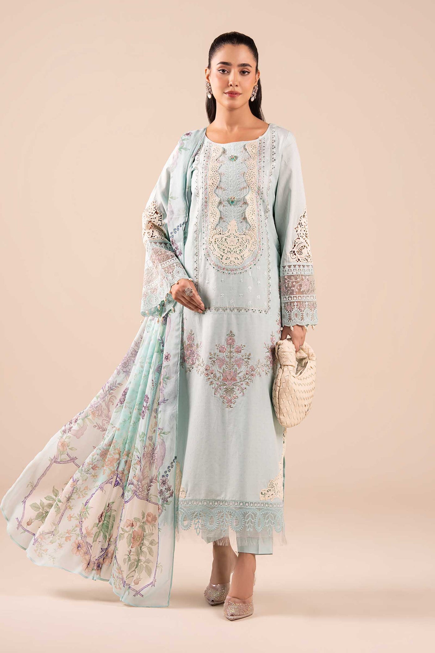 3 Piece Embroidered Dobby Suit