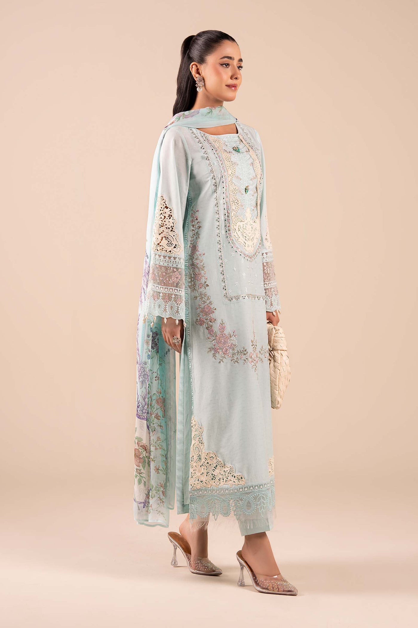3 Piece Embroidered Dobby Suit