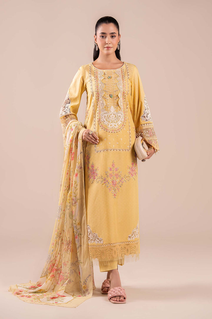 3 Piece Embroidered Dobby Suit |  DW-EA25-52 Casuals DWA2552-ESM-YLW