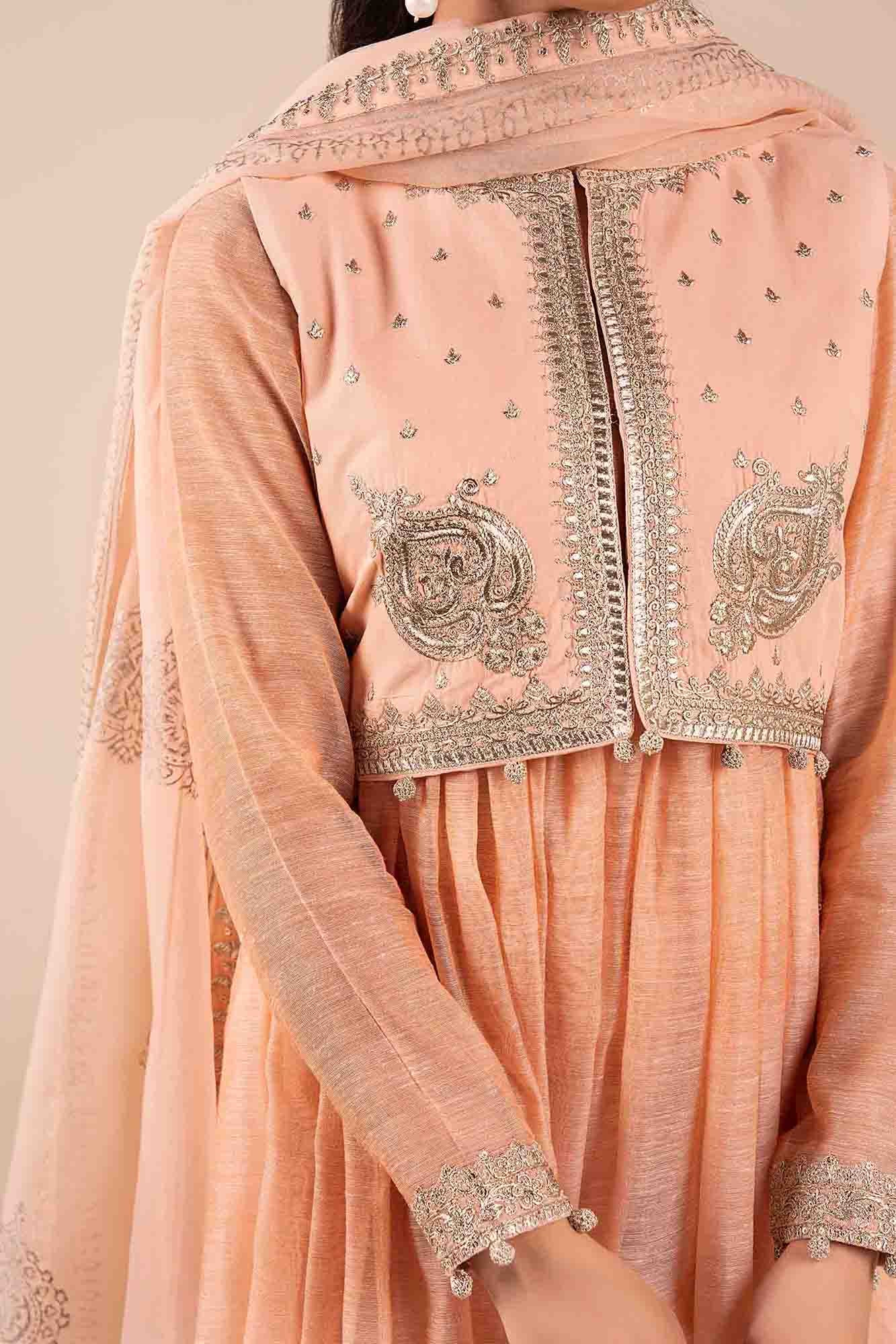 3 Piece Embroidered Paper Cotton Suit