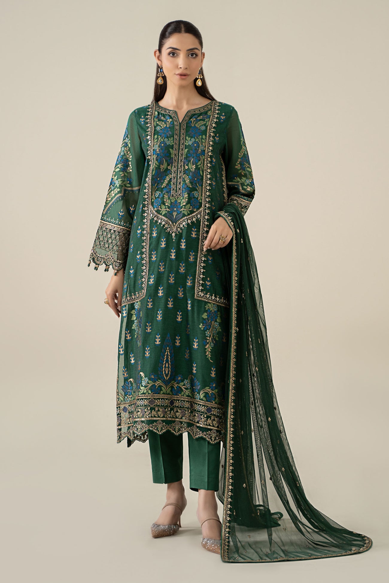 3 Piece Embroidered Jacquard Suit