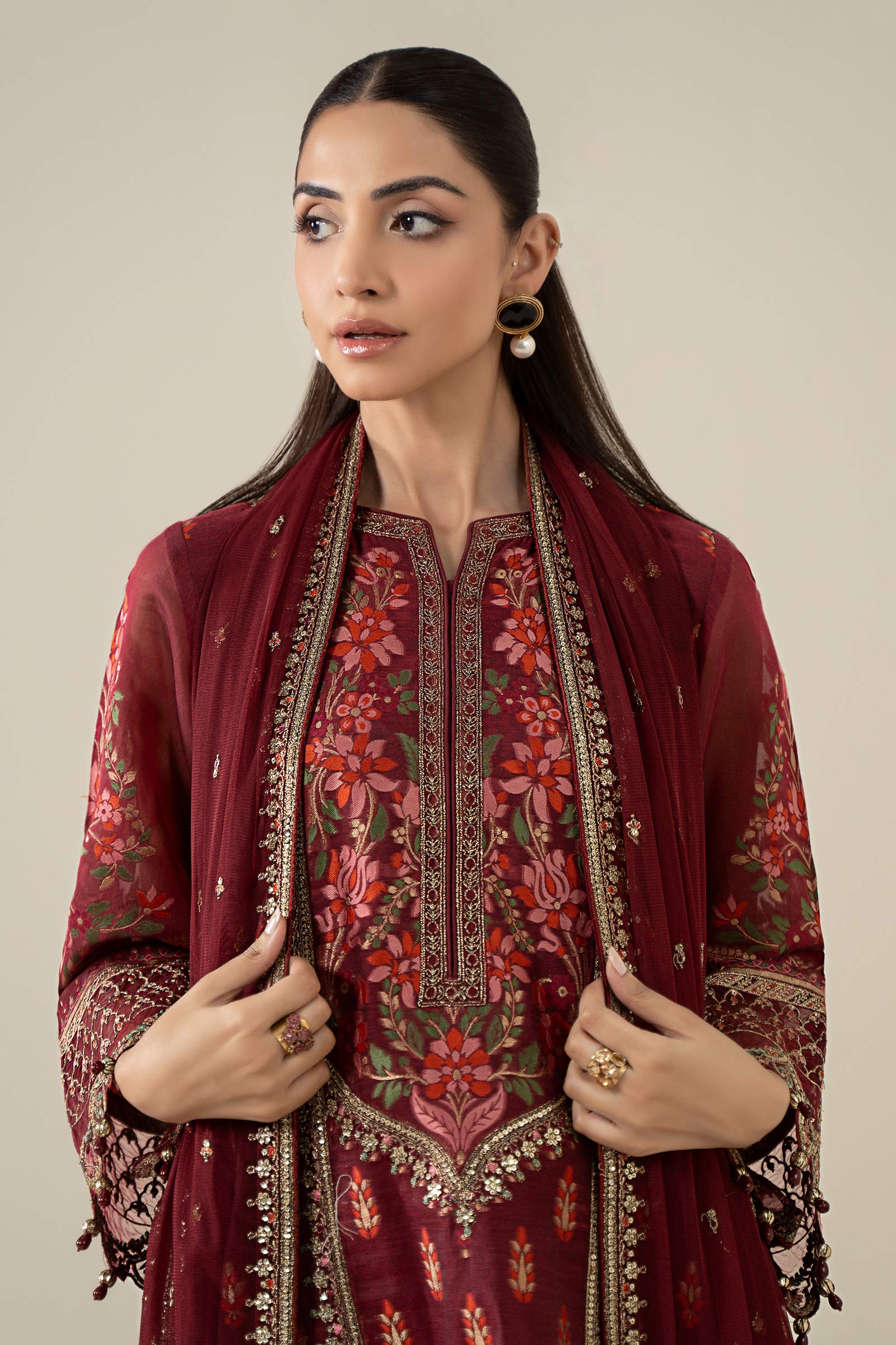 3 Piece Embroidered Jacquard Suit