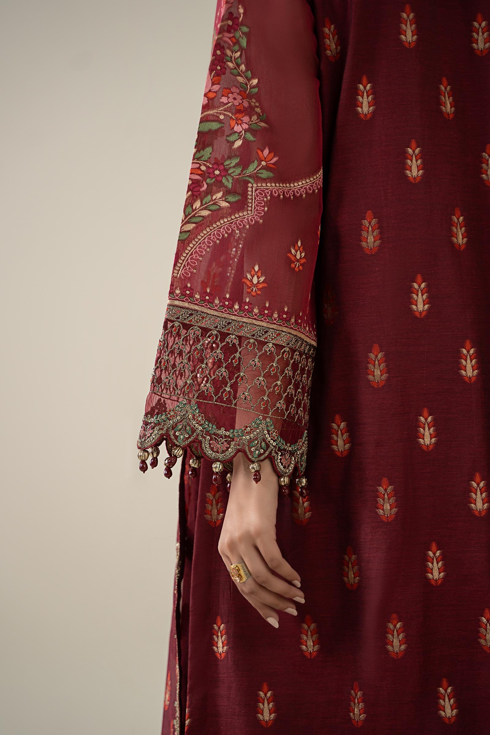 3 Piece Embroidered Jacquard Suit