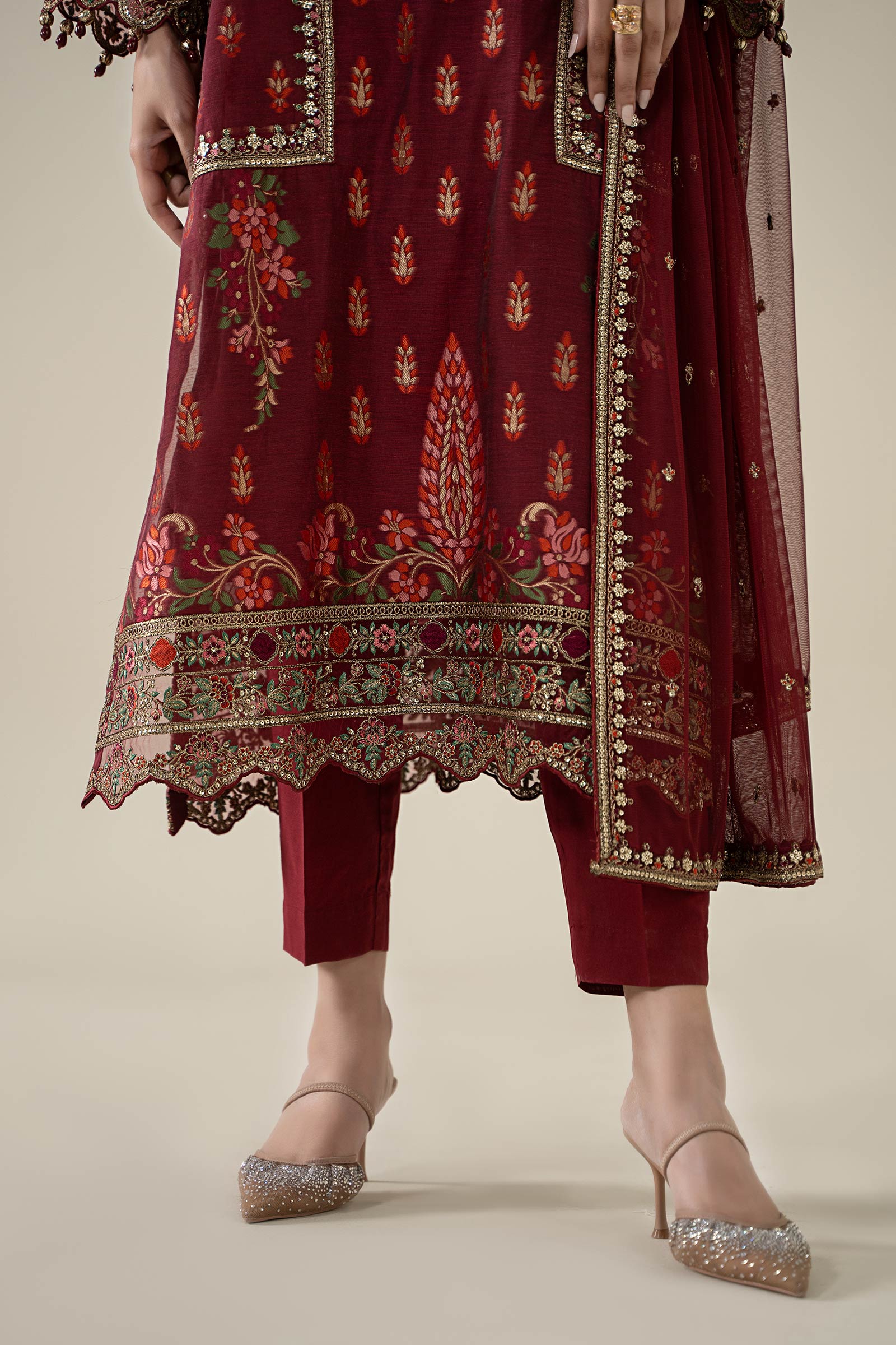 3 Piece Embroidered Jacquard Suit