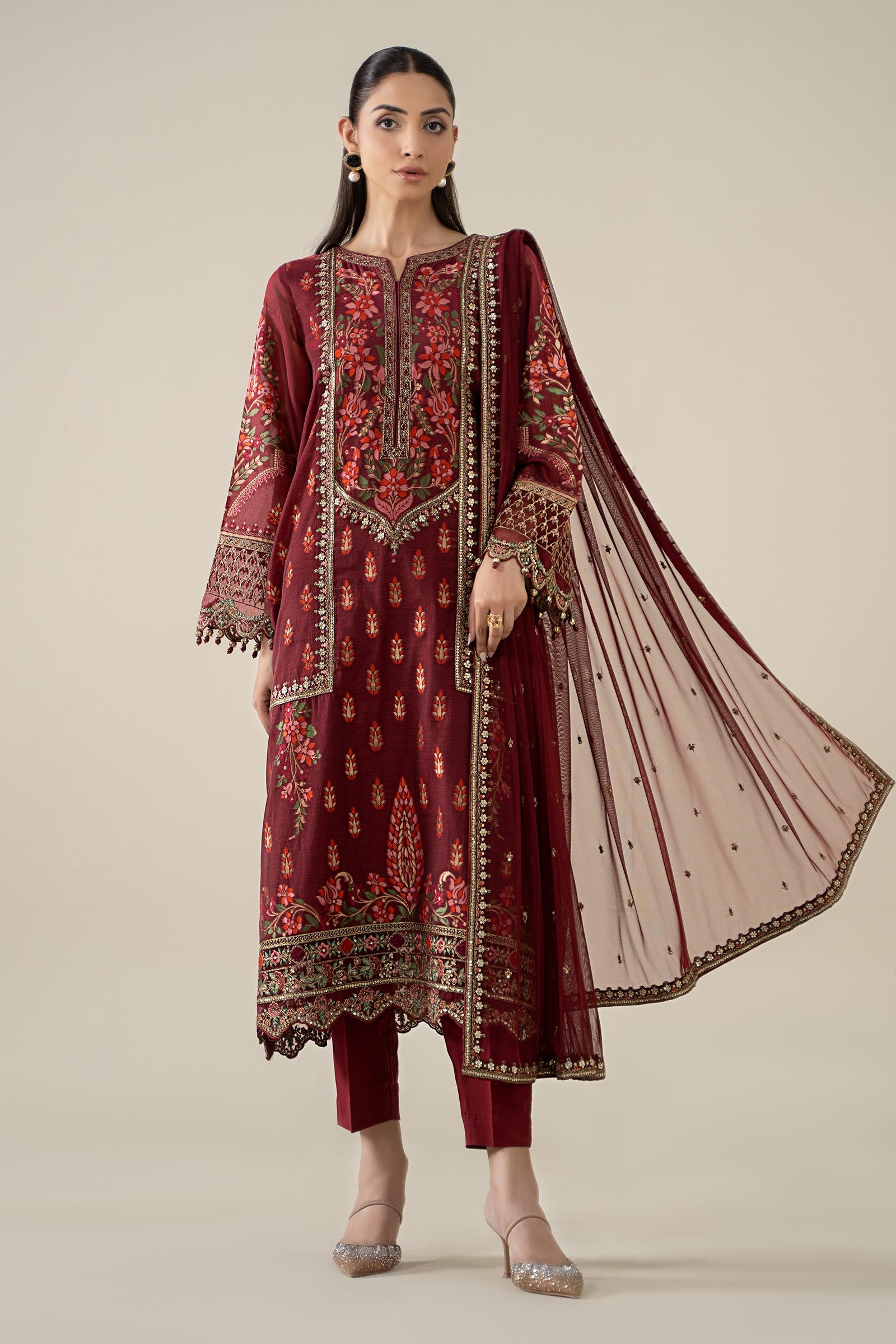 3 Piece Embroidered Jacquard Suit