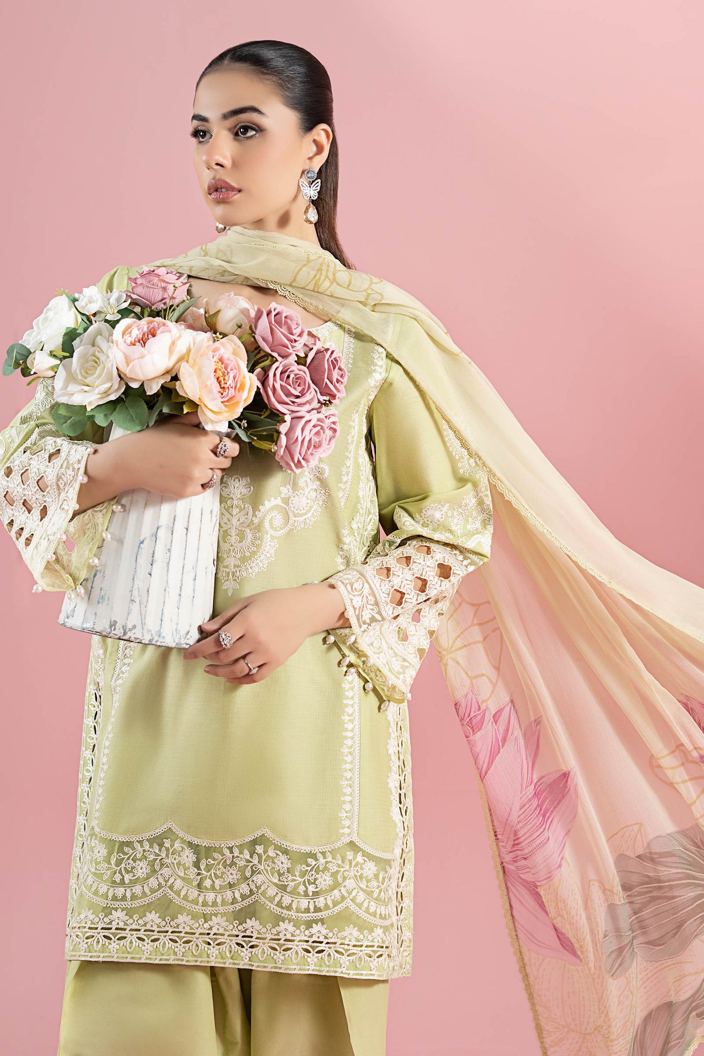 3 Piece Embroidered Dobby Suit