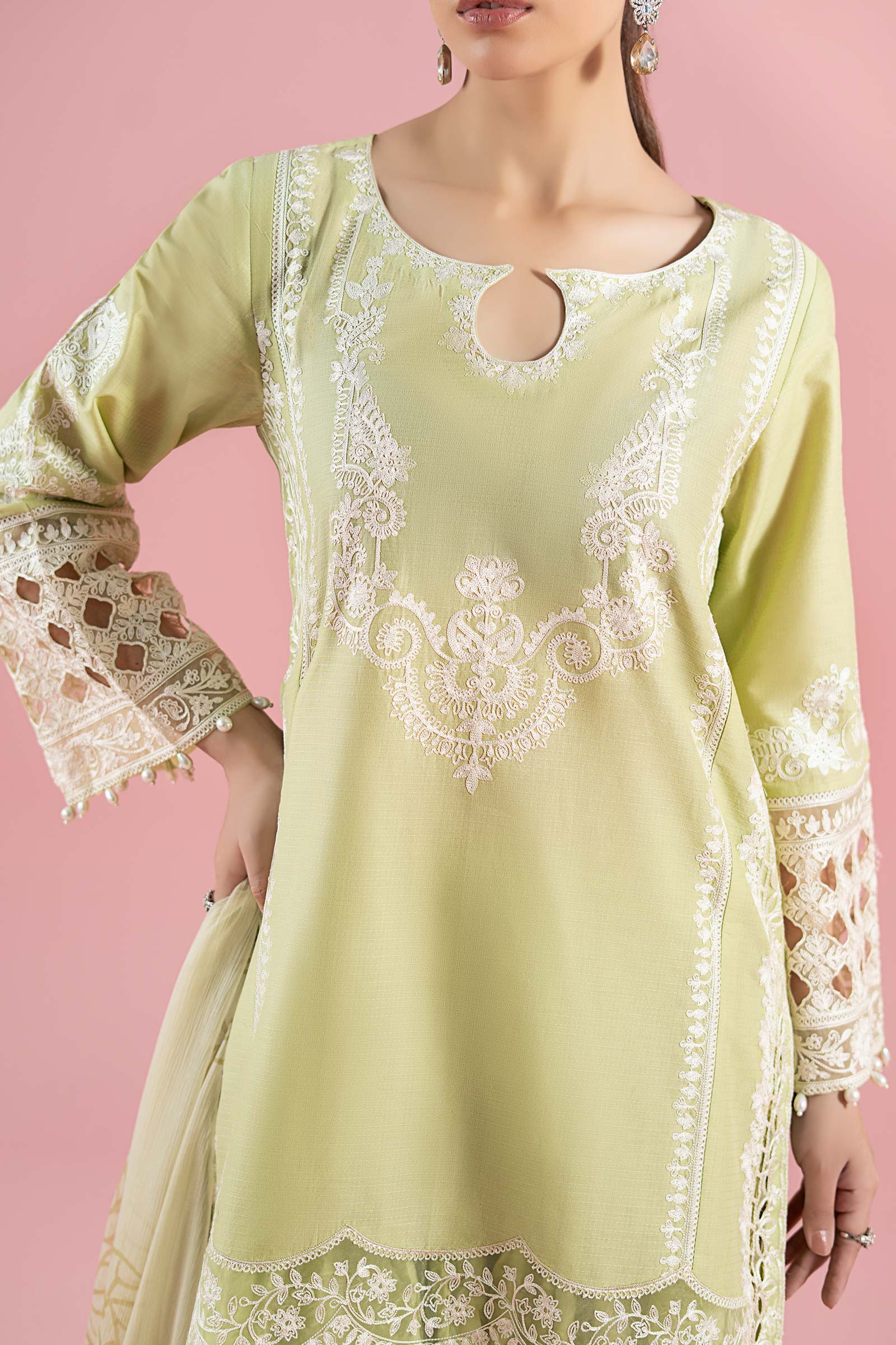 3 Piece Embroidered Dobby Suit